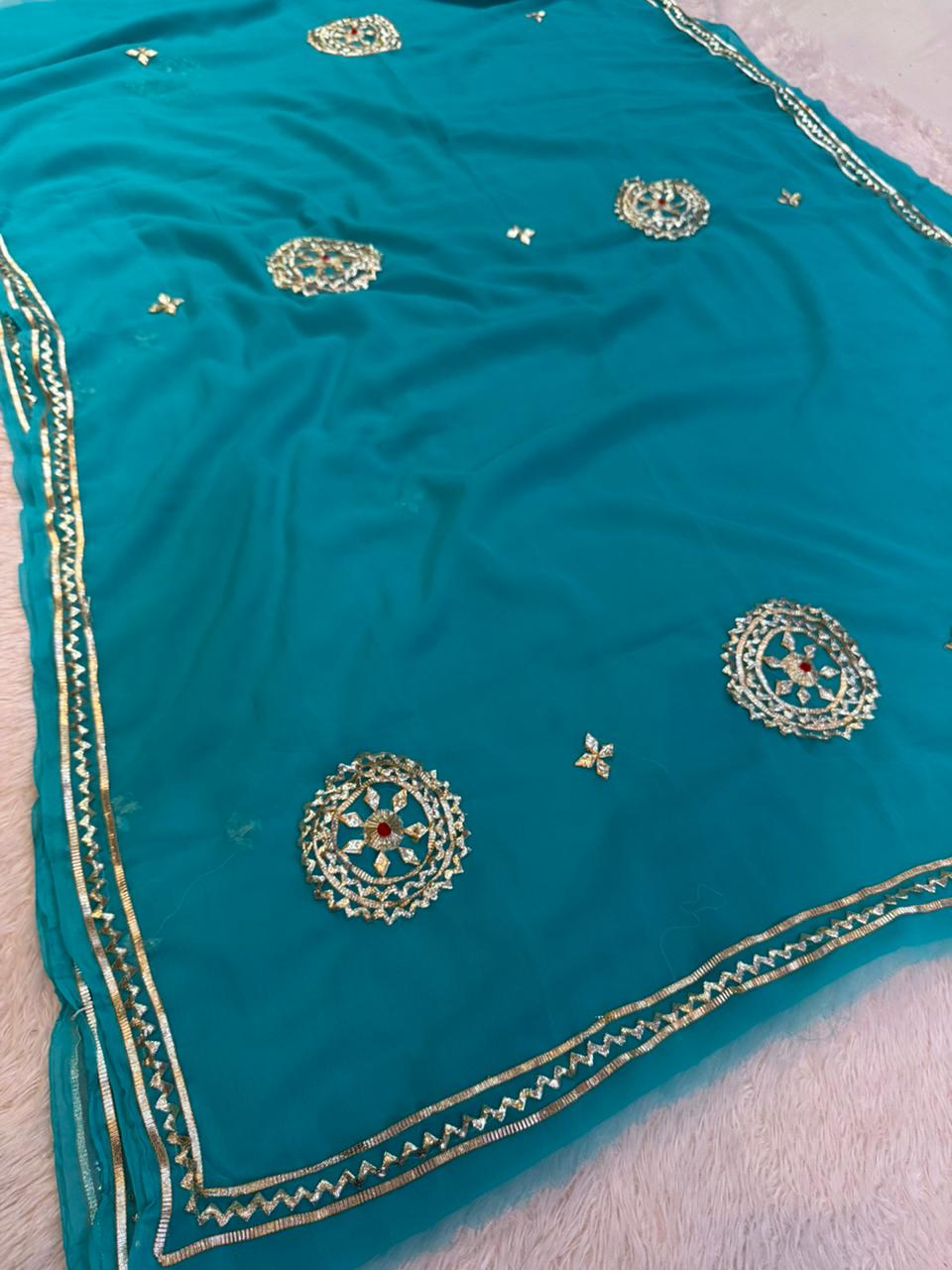Trending Royal Georgette Saree With Gottapatti Work