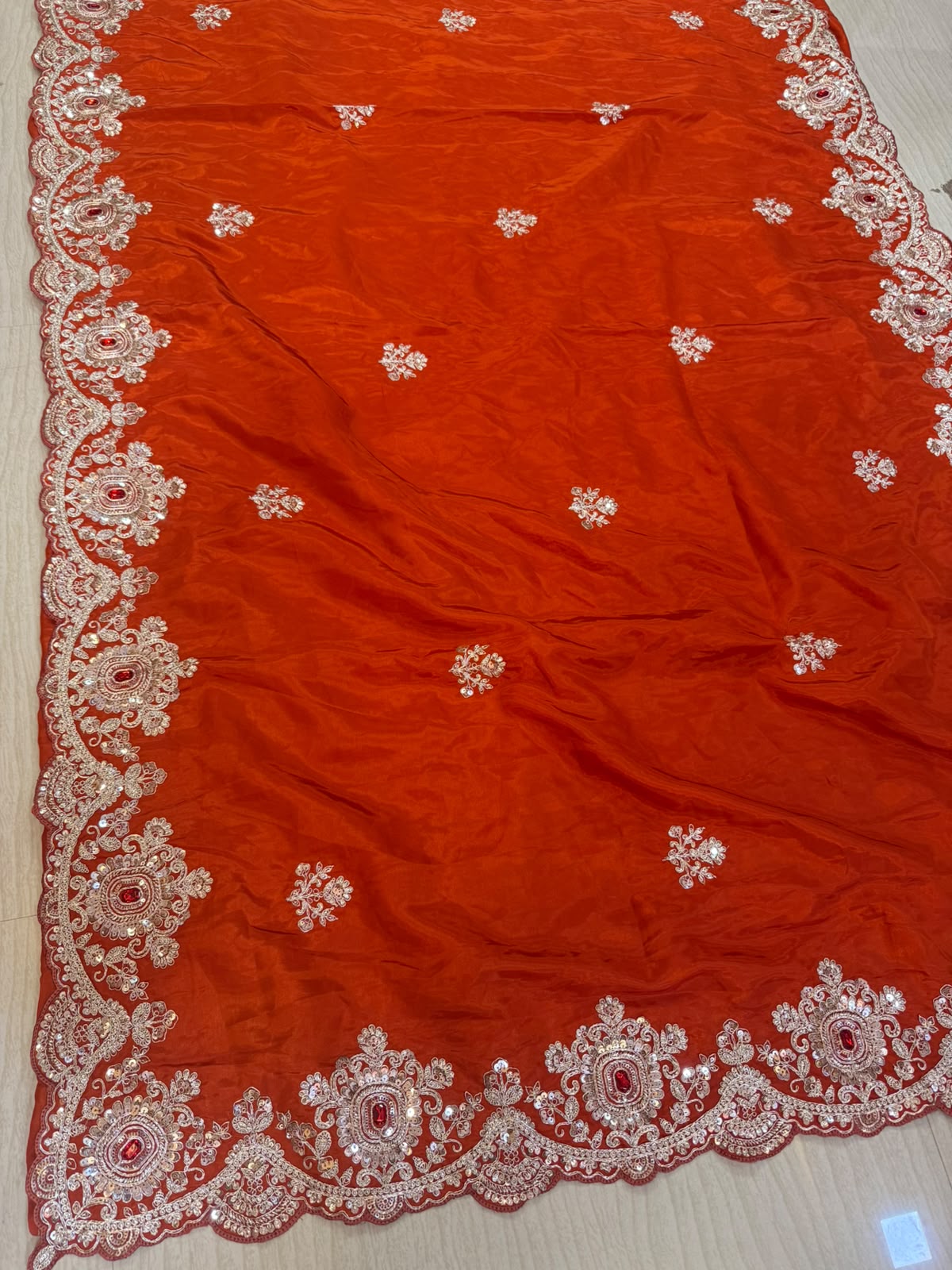 Beautiful Fancy Silk Saree With Handwork