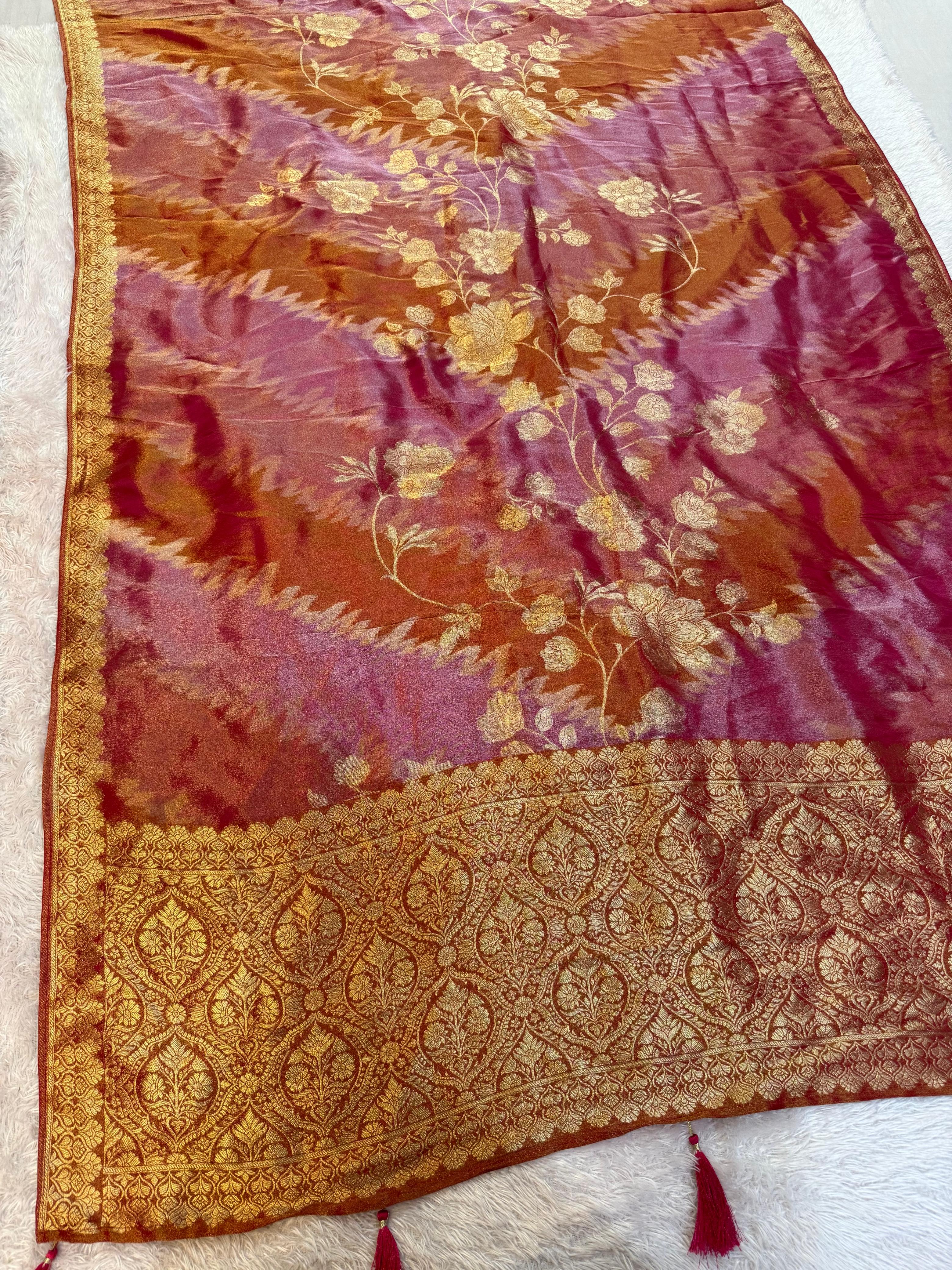 Designer H.O X Tissue Saree With Weaving Work