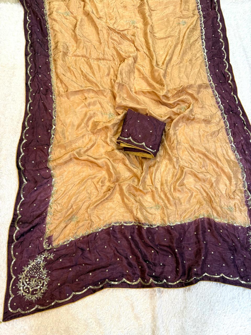 Beautiful H.O Silk Saree With Handwork