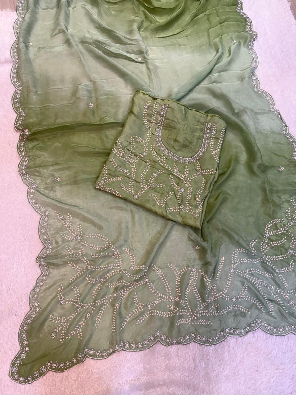 Pure H.O Silk Saree With Premium Handwork