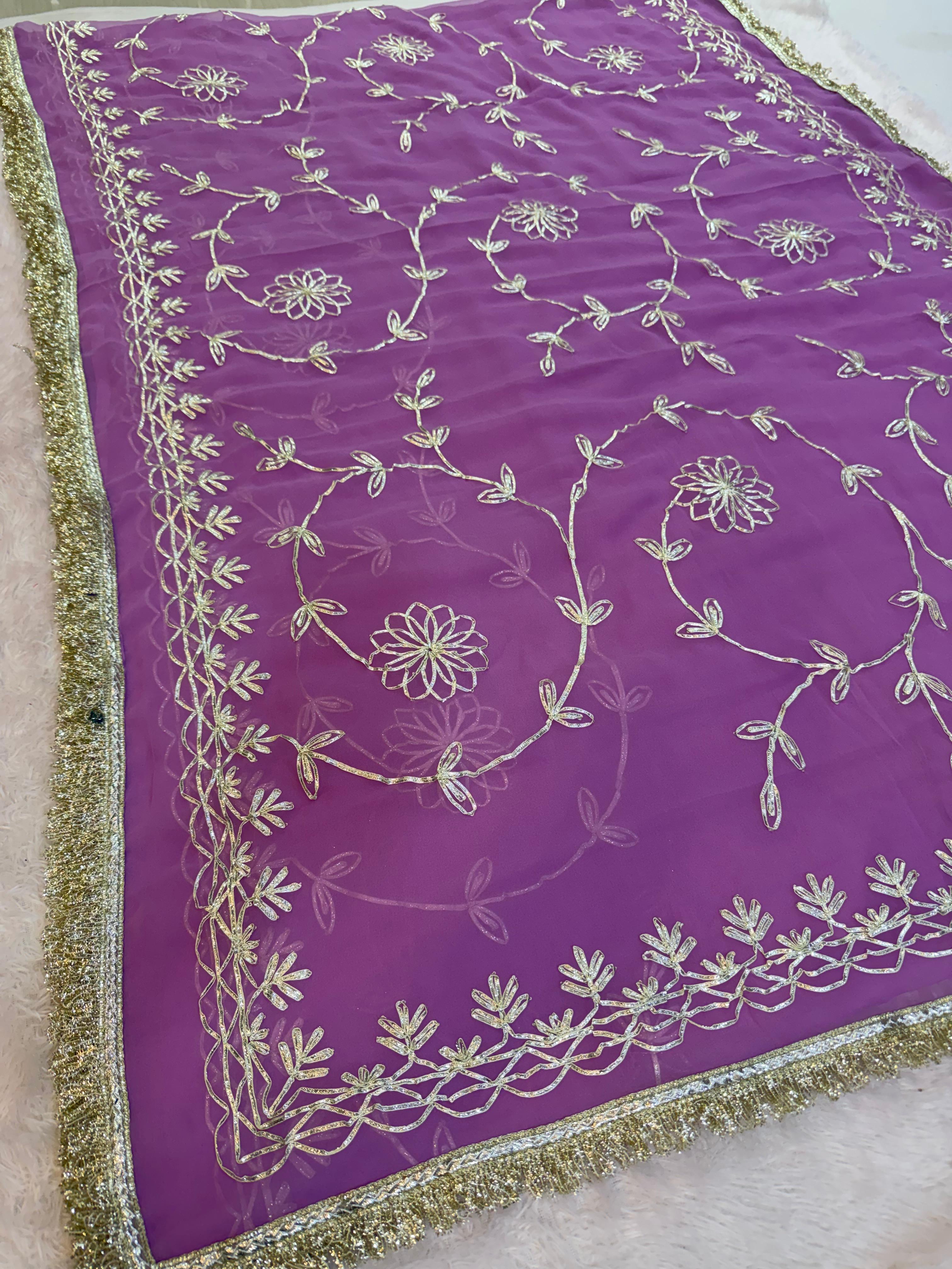 Beautiful Royal Georgatte Saree With Gottapatti Work