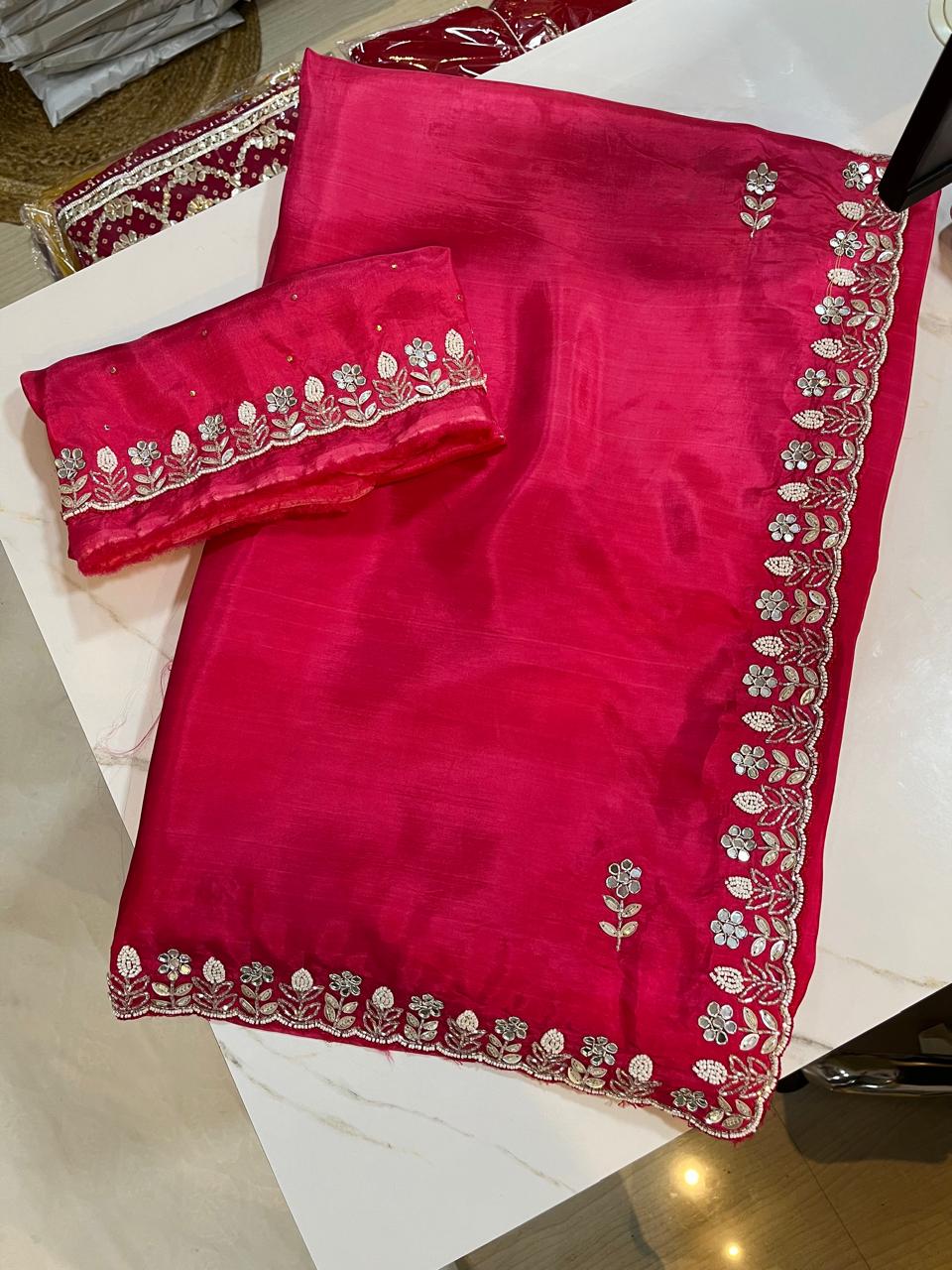 Latest Pure Upada Silk Saree With Handwork