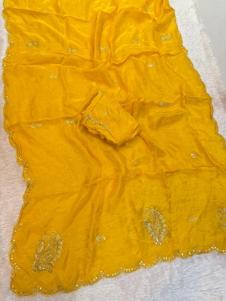 Beautiful H O Silk Saree With Handwork
