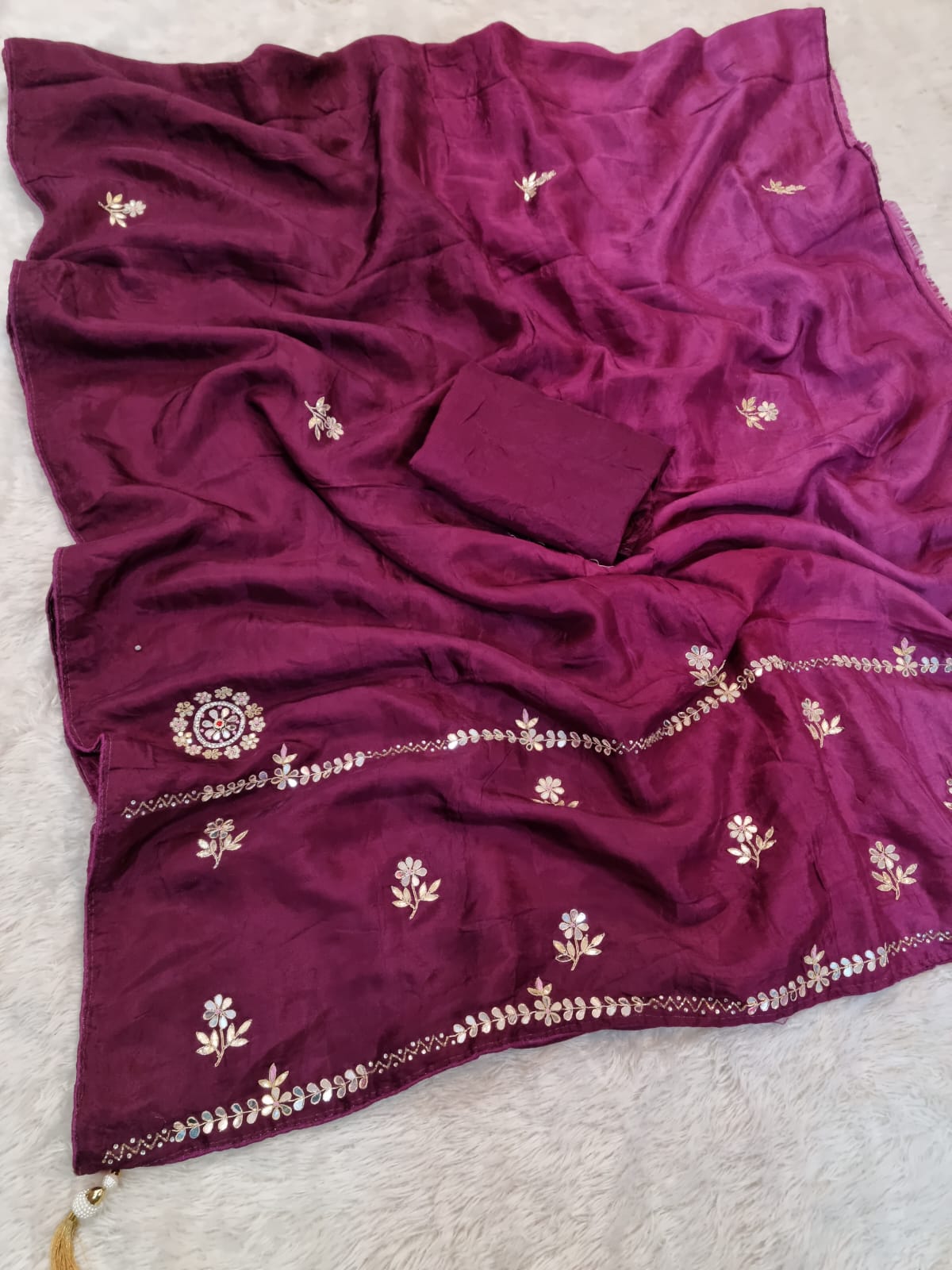 Pure Upada Silk Saree With Handwork