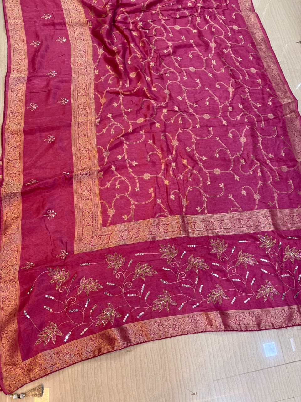 Latest Nylon Dolla Silk Saree With Handwork