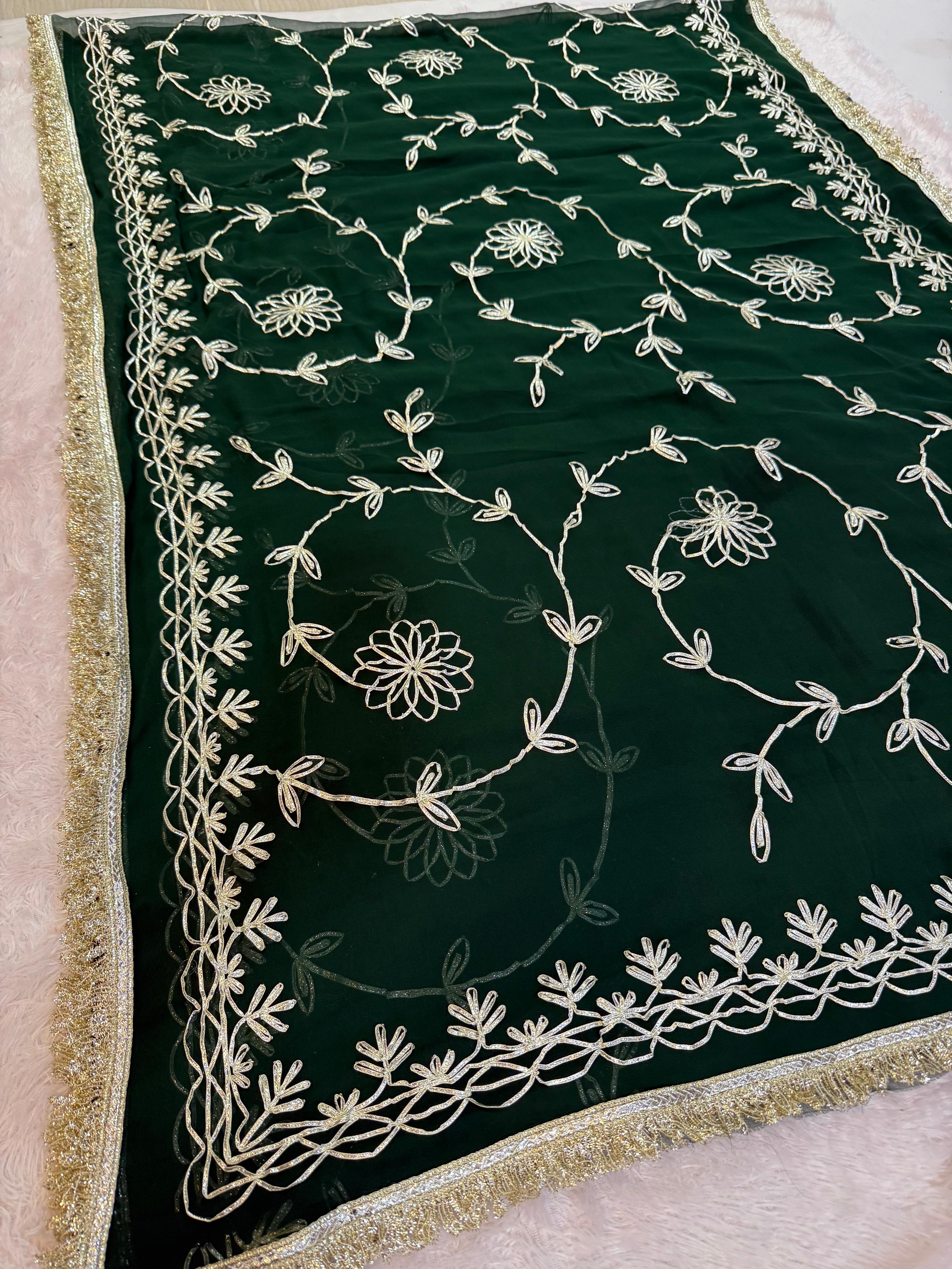 Beautiful Royal Georgatte Saree With Gottapatti Work