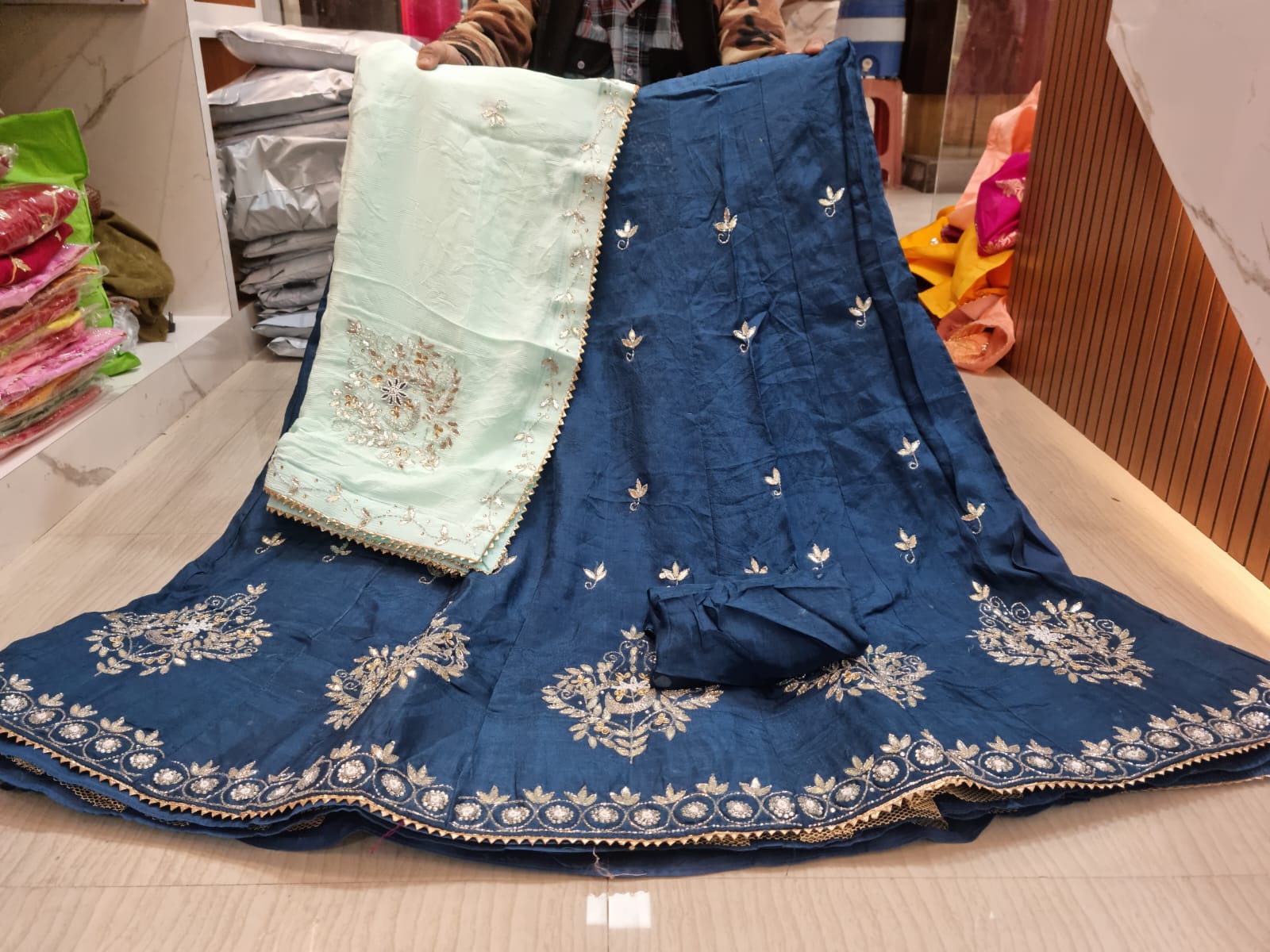 Upada Silk Fabric Lanaga With Handwork X D Chinon Dupatta