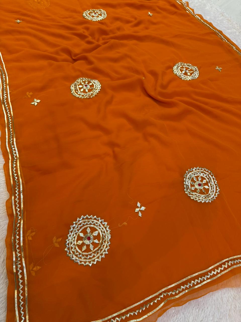 Trending Royal Georgette Saree With Gottapatti Work