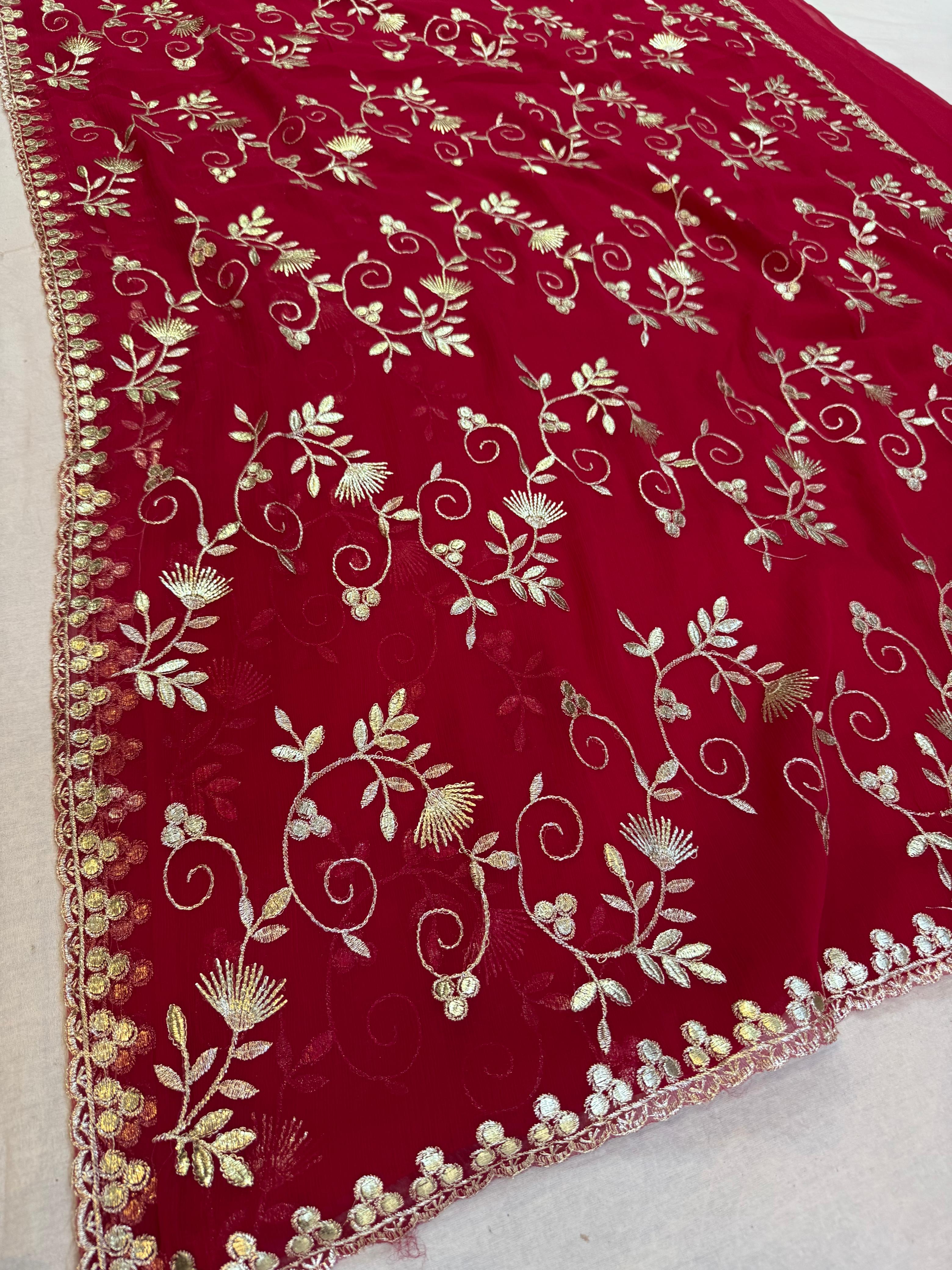 Trending Wari Chiffon Saree With Jarman Gotta work