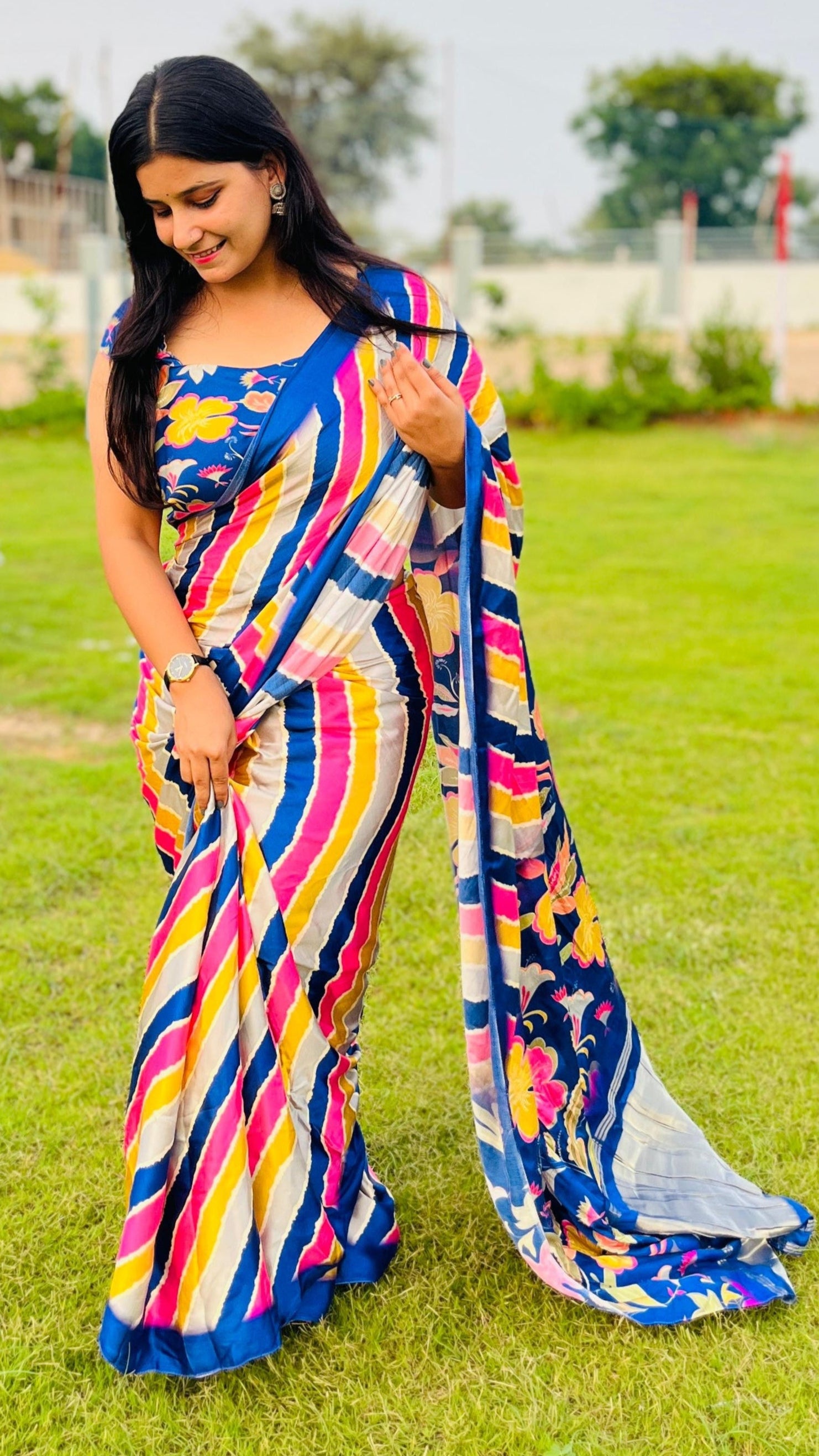 Summer Special  Modal Silk Lahriya Saree