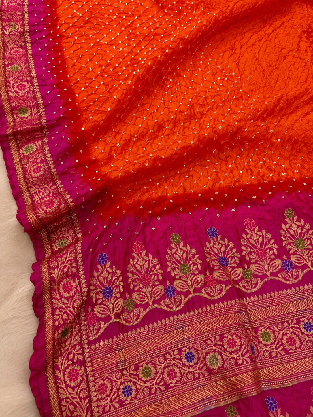 Traditional Art Silk Febric Hand Bandhej Saree