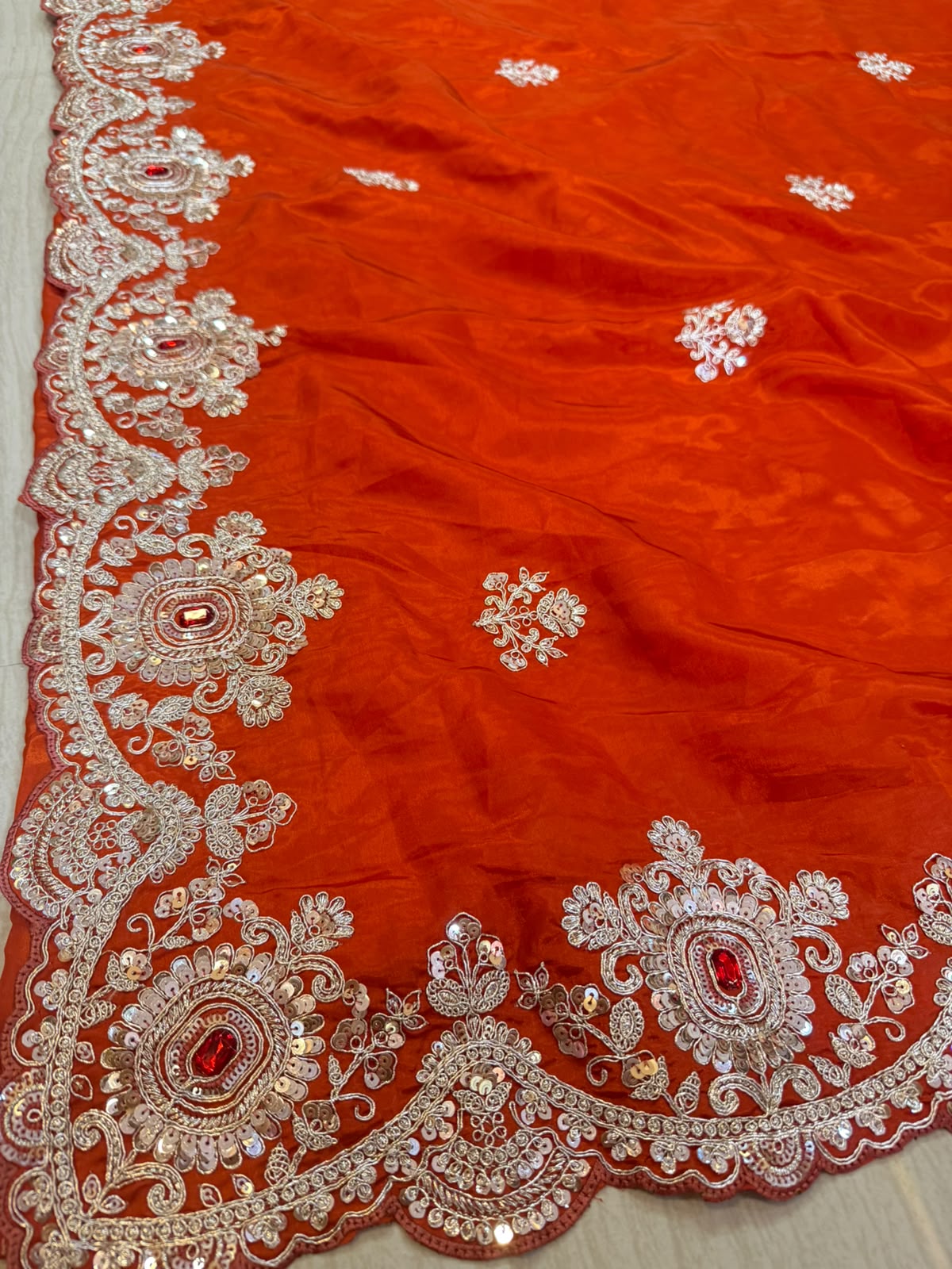 Beautiful Fancy Silk Saree With Handwork