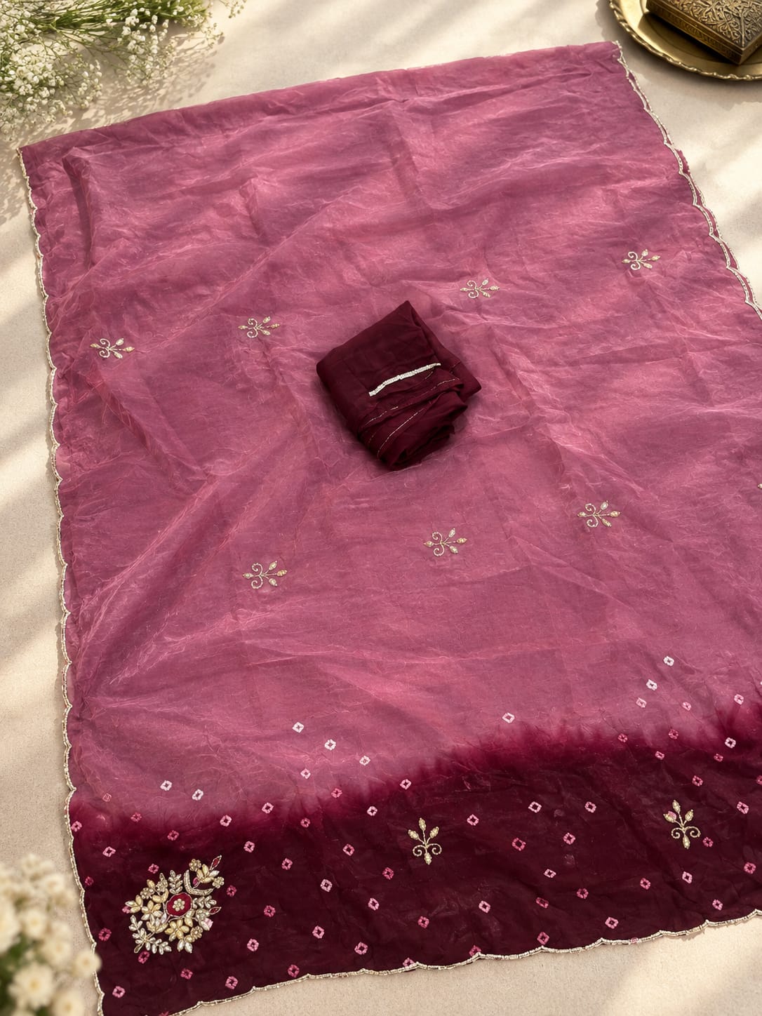 Traditional Art Silk Fabric Hand Bandhej Saree