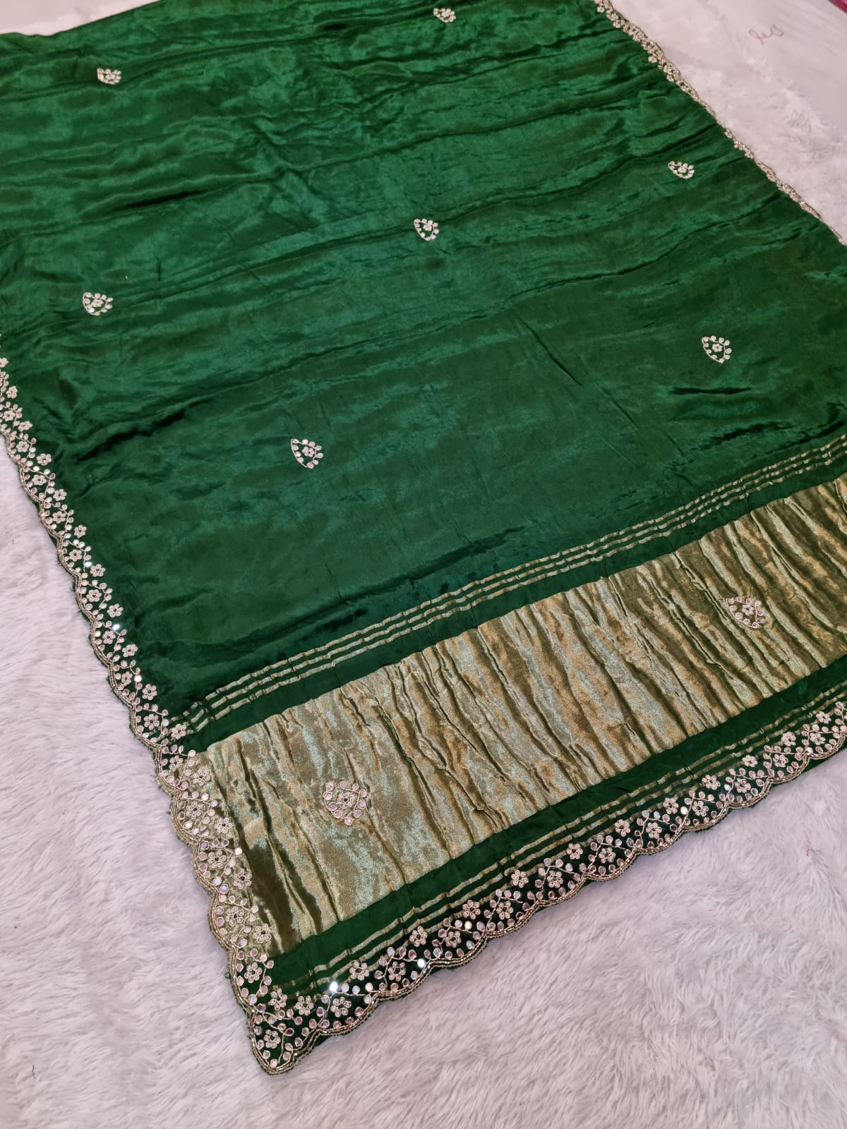 Pure Gajji Silk Saree With Premium Handwork