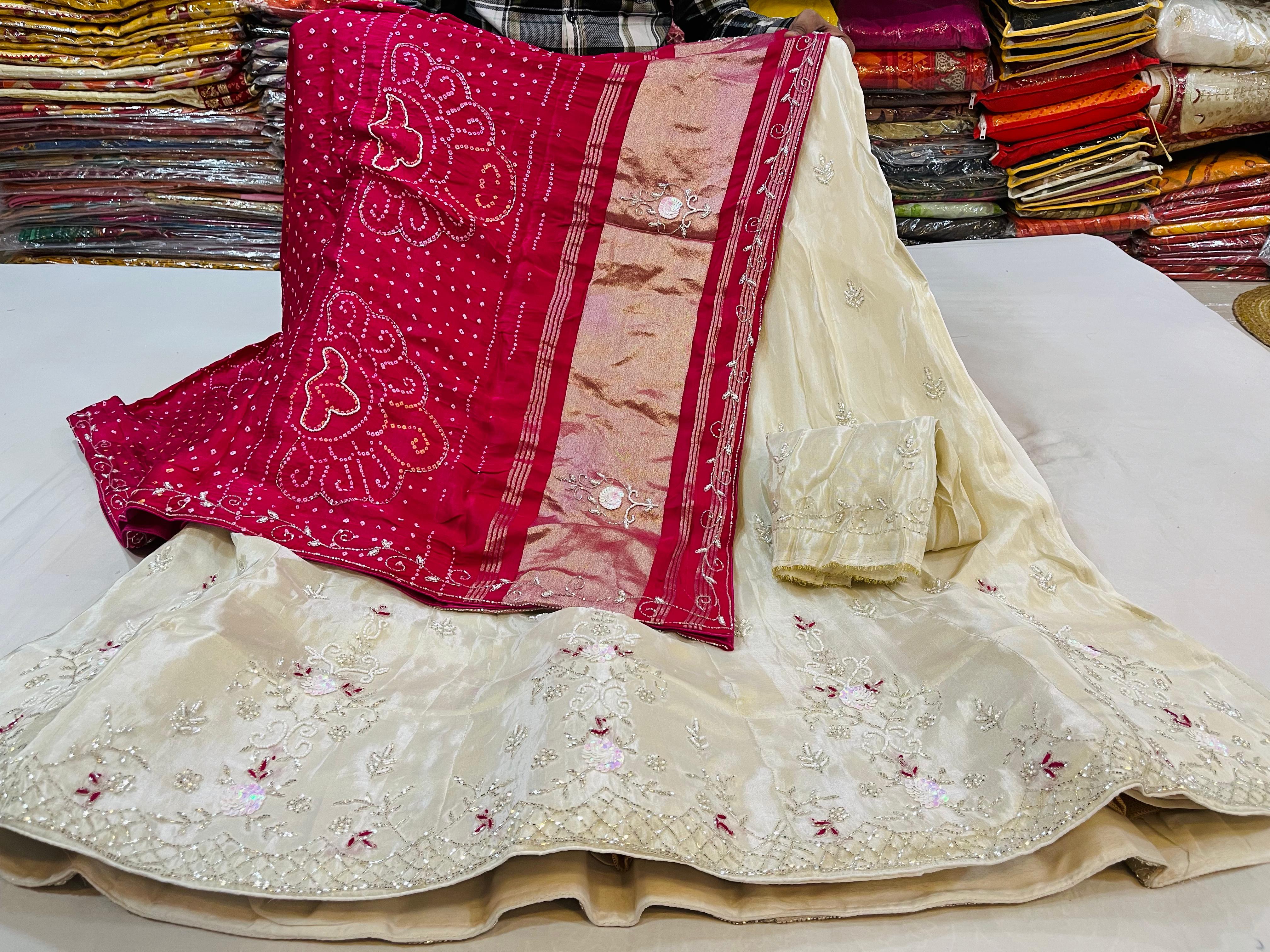 Designer Cosmos Febric Lehenga With Gajji Silk Duppata