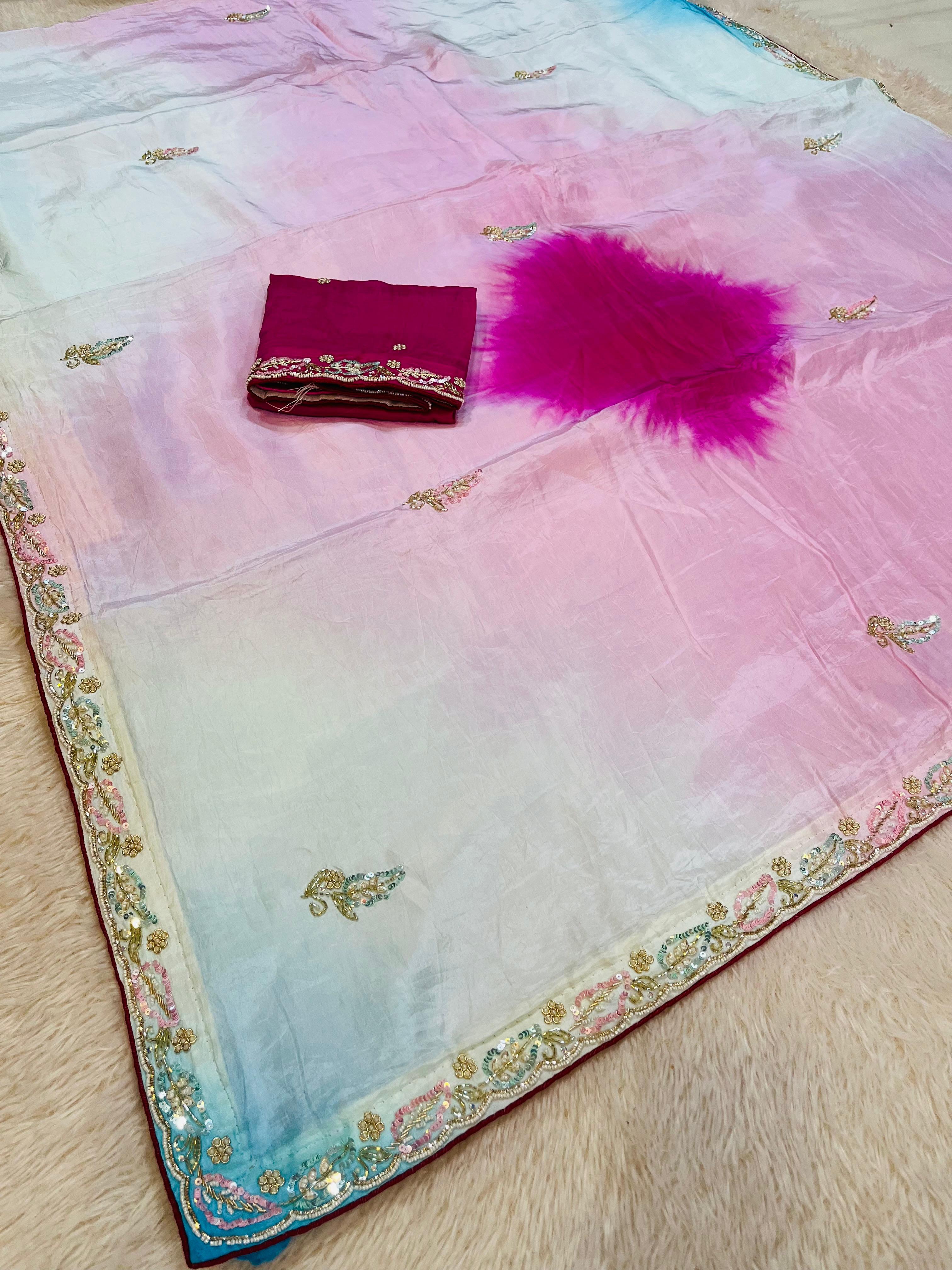 Phalgun Special Tie Dye Saree With Premium Handwork Border