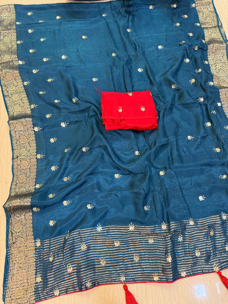 Latest Nylon Dolla Silk Saree With Handwork