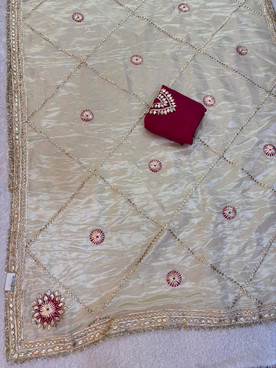 Tissue Cosmos Saree With Gottapatti Work