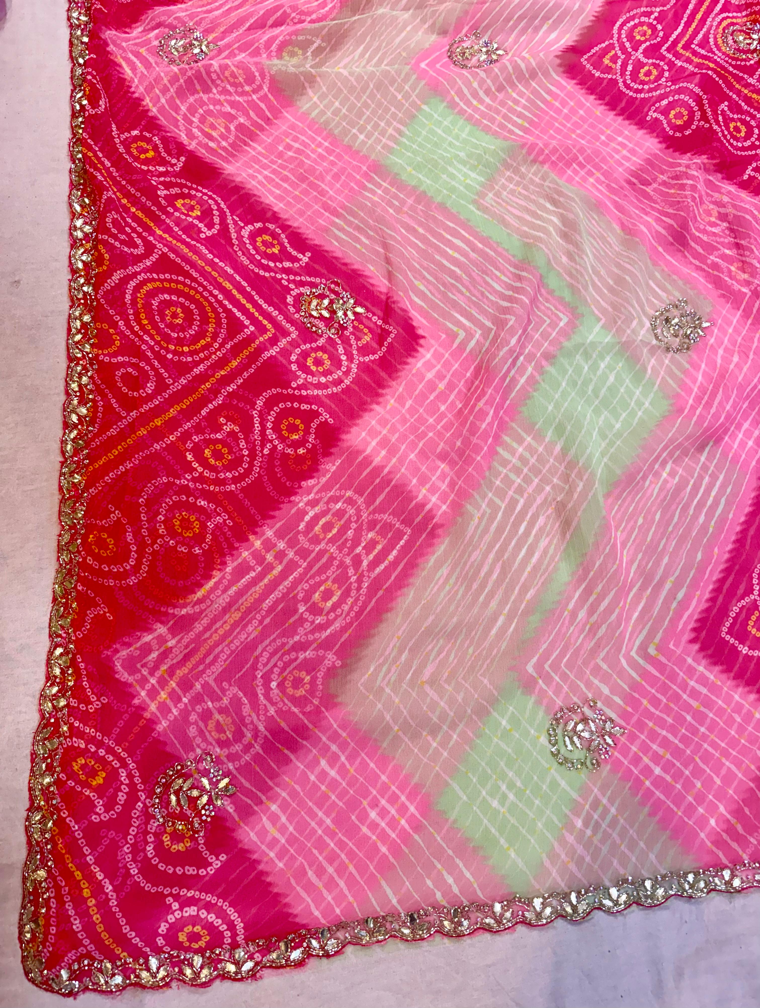 Beautiful Semi Chiffon Saree With Handwork