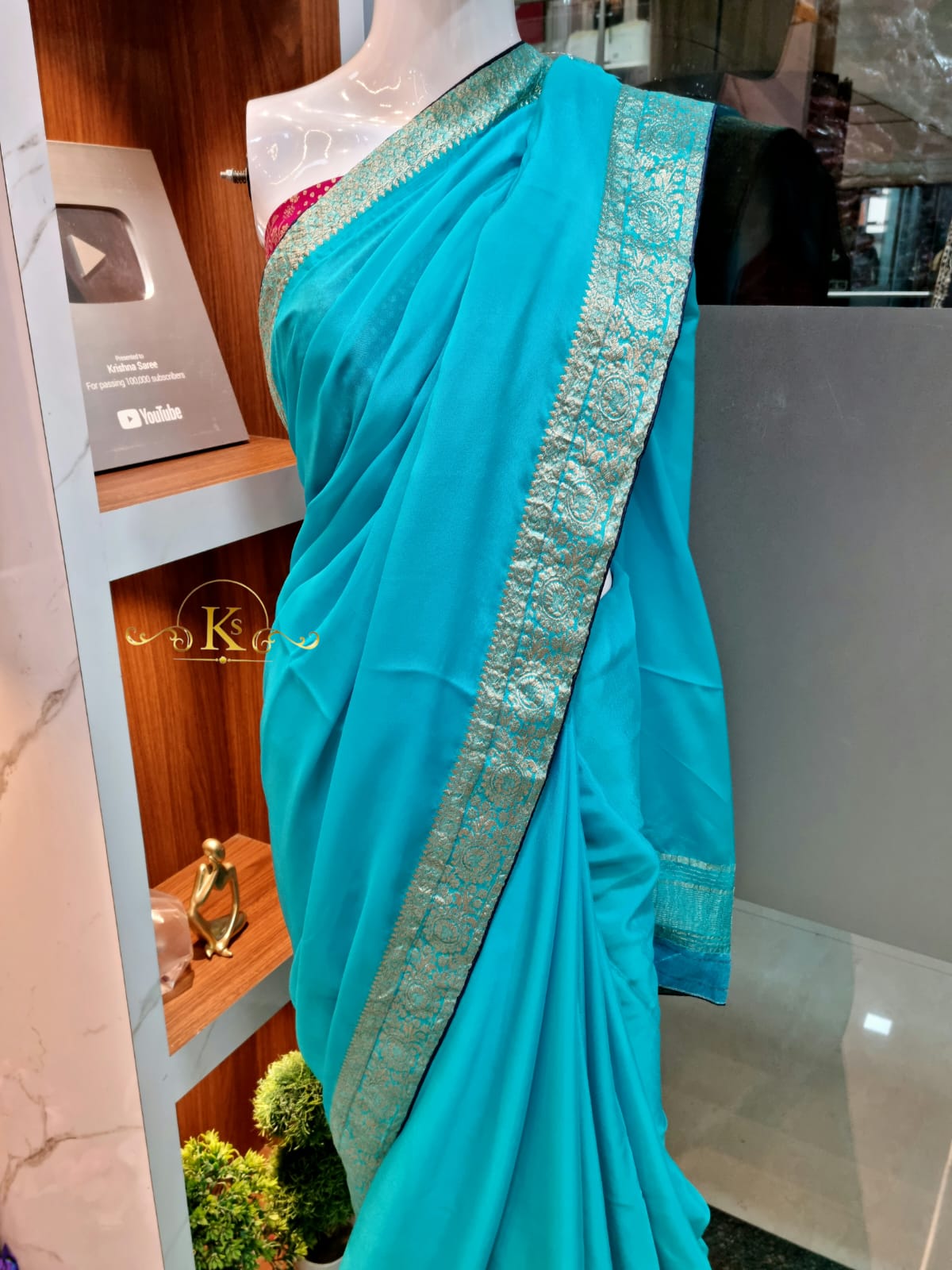 Pure Chinon Fabric Hand Dye Deep Colour Saree With Fancy Blouse