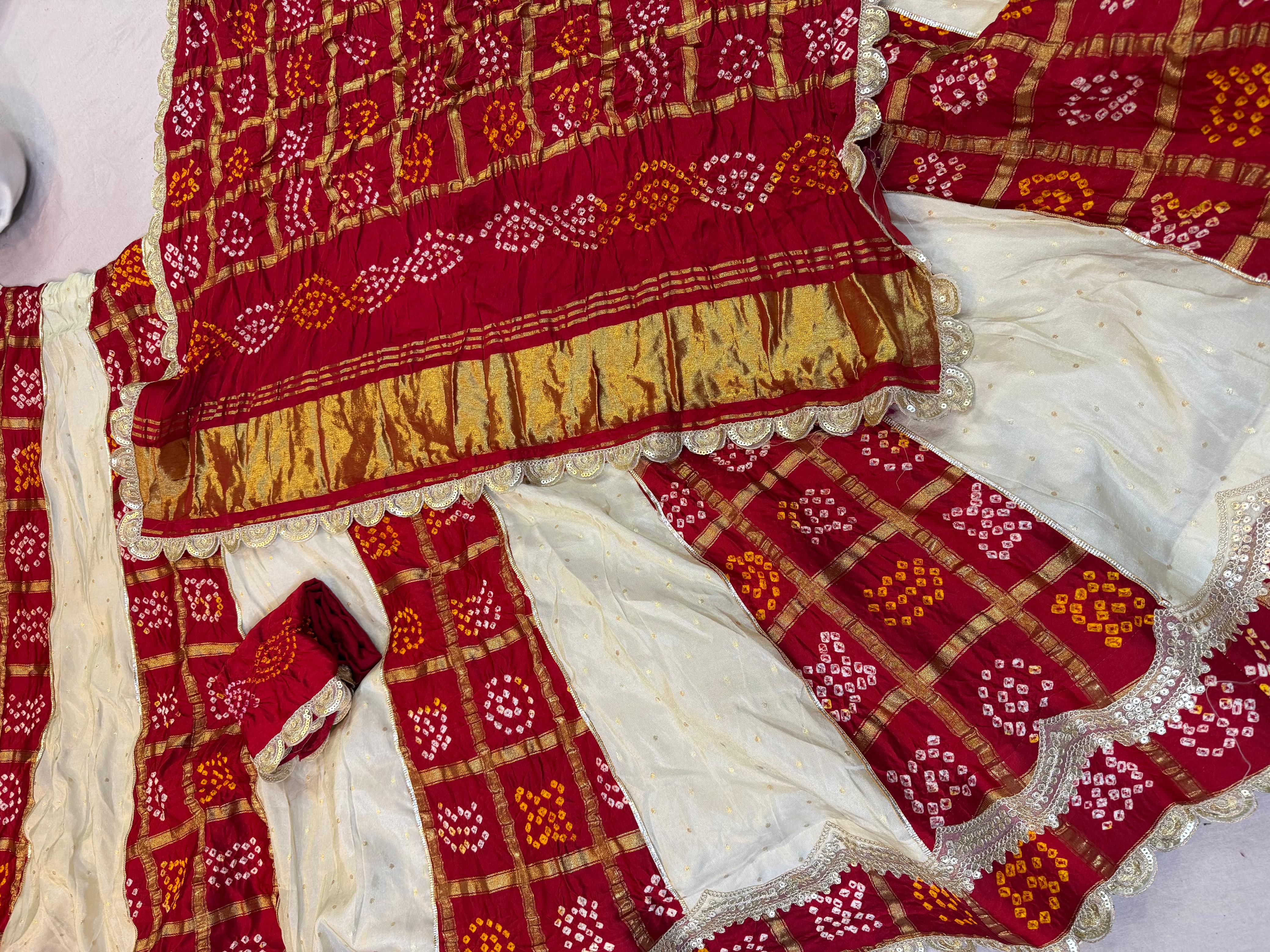 Beautiful Cosmos Febric Lehenga With Handwrok X Ghatchola Bandhani Dupatta