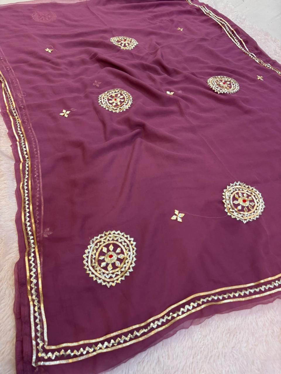 Trending Royal Georgette Saree With Gottapatti Work