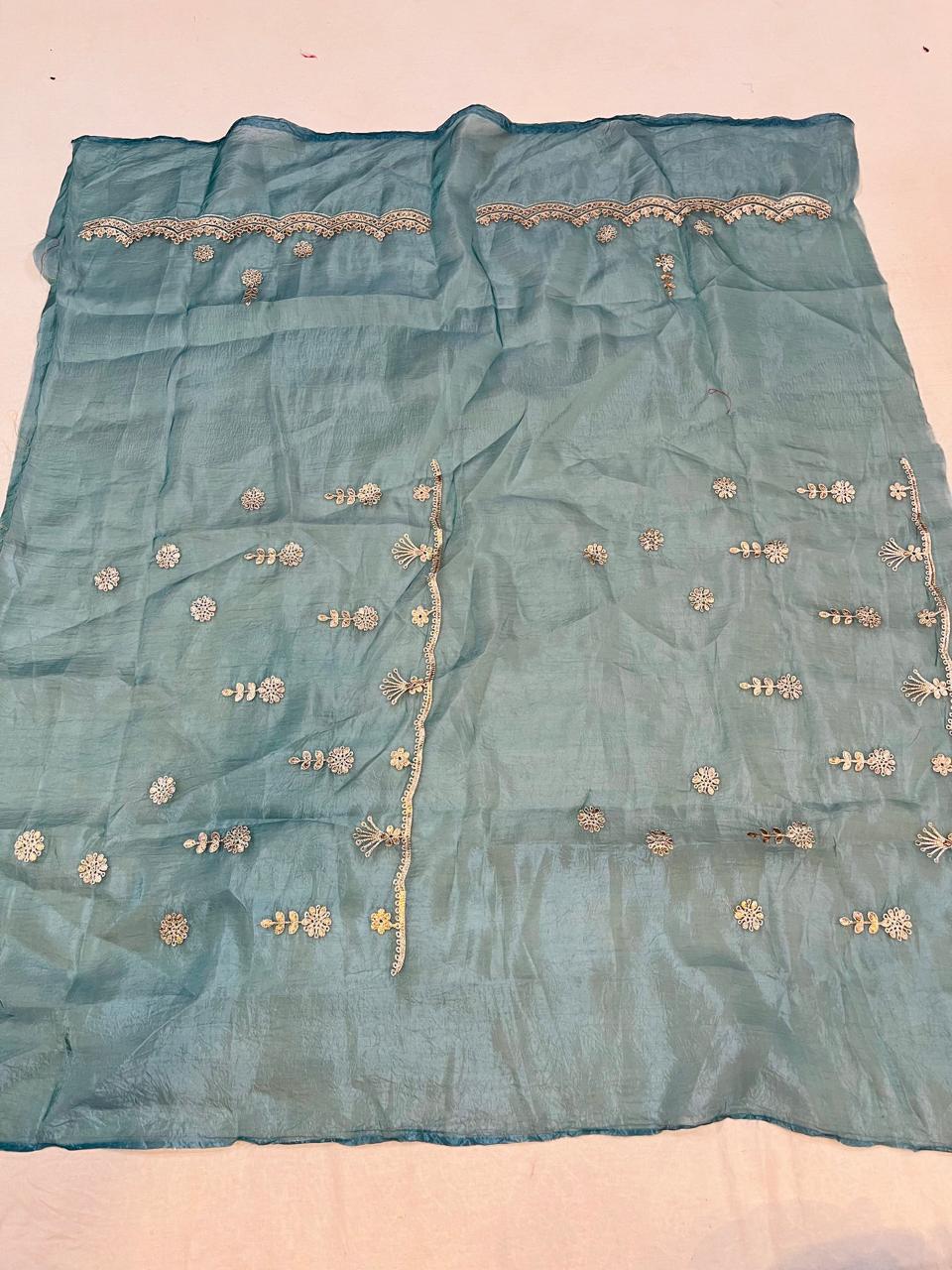 Designer Tissue Crush Saree With Work