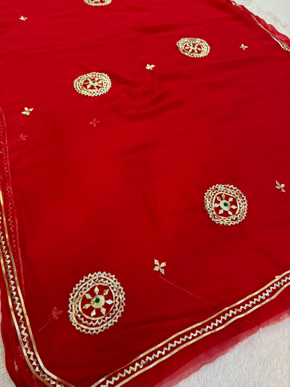 Trending Royal Georgette Saree With Gottapatti Work