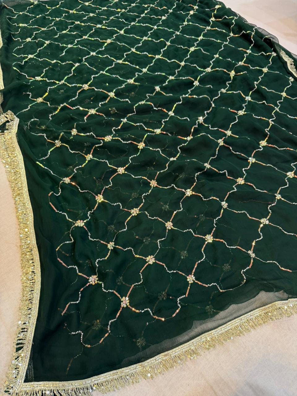Beautiful Wari Chiffon Saree With Handwork