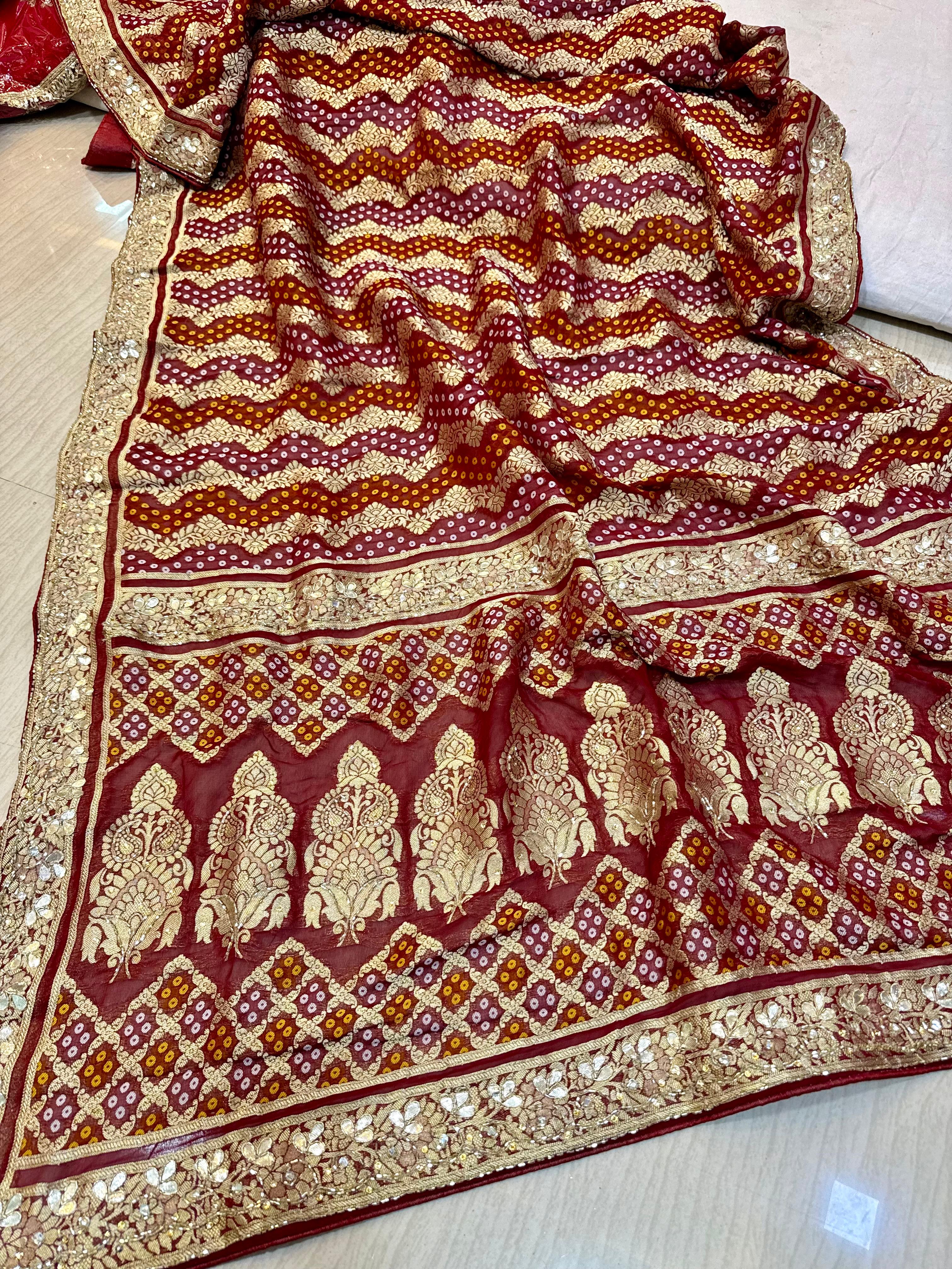 Traditional Pure Georgatte Dupatta With Handwork