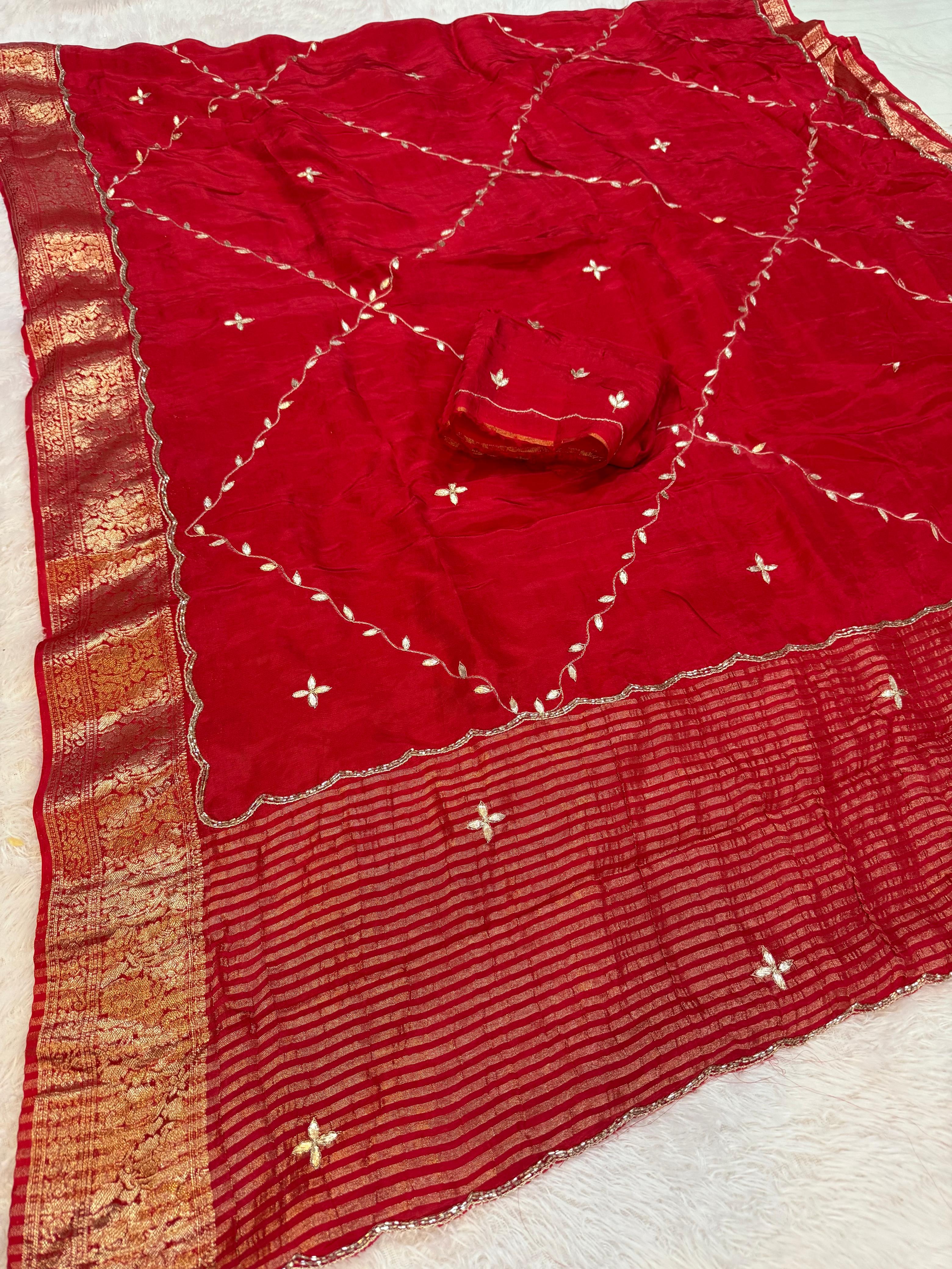 Beautiful H O Silk Saree With Kasab x Gottapatti Work