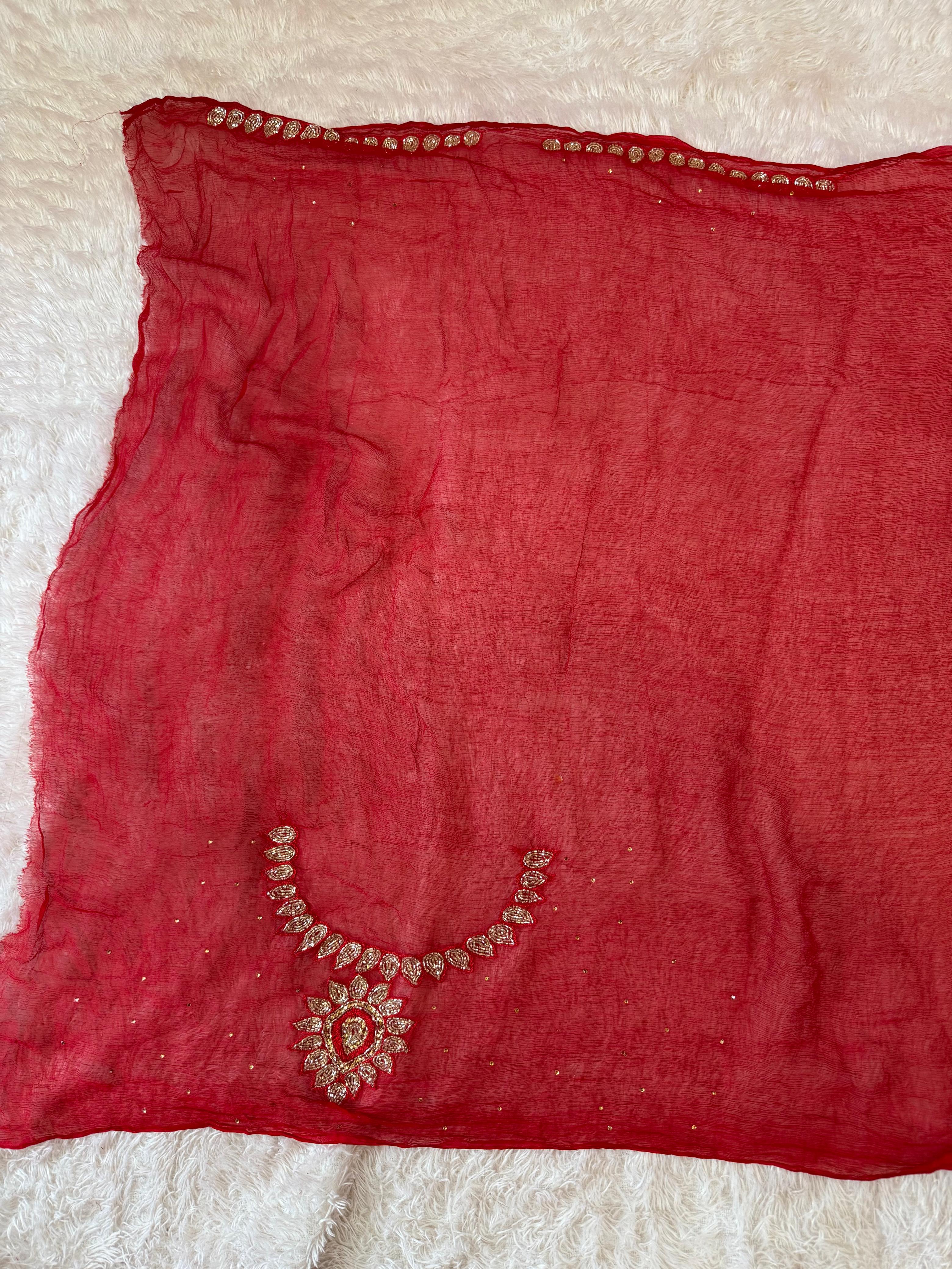 Pure Chiffon Jaipuri Handwork Saree