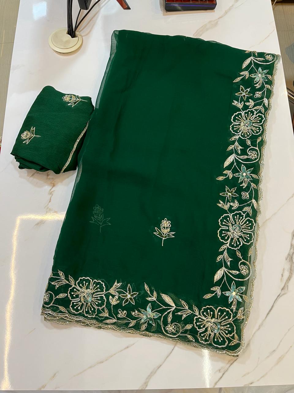 Chiffon Saree With Premium Handwork