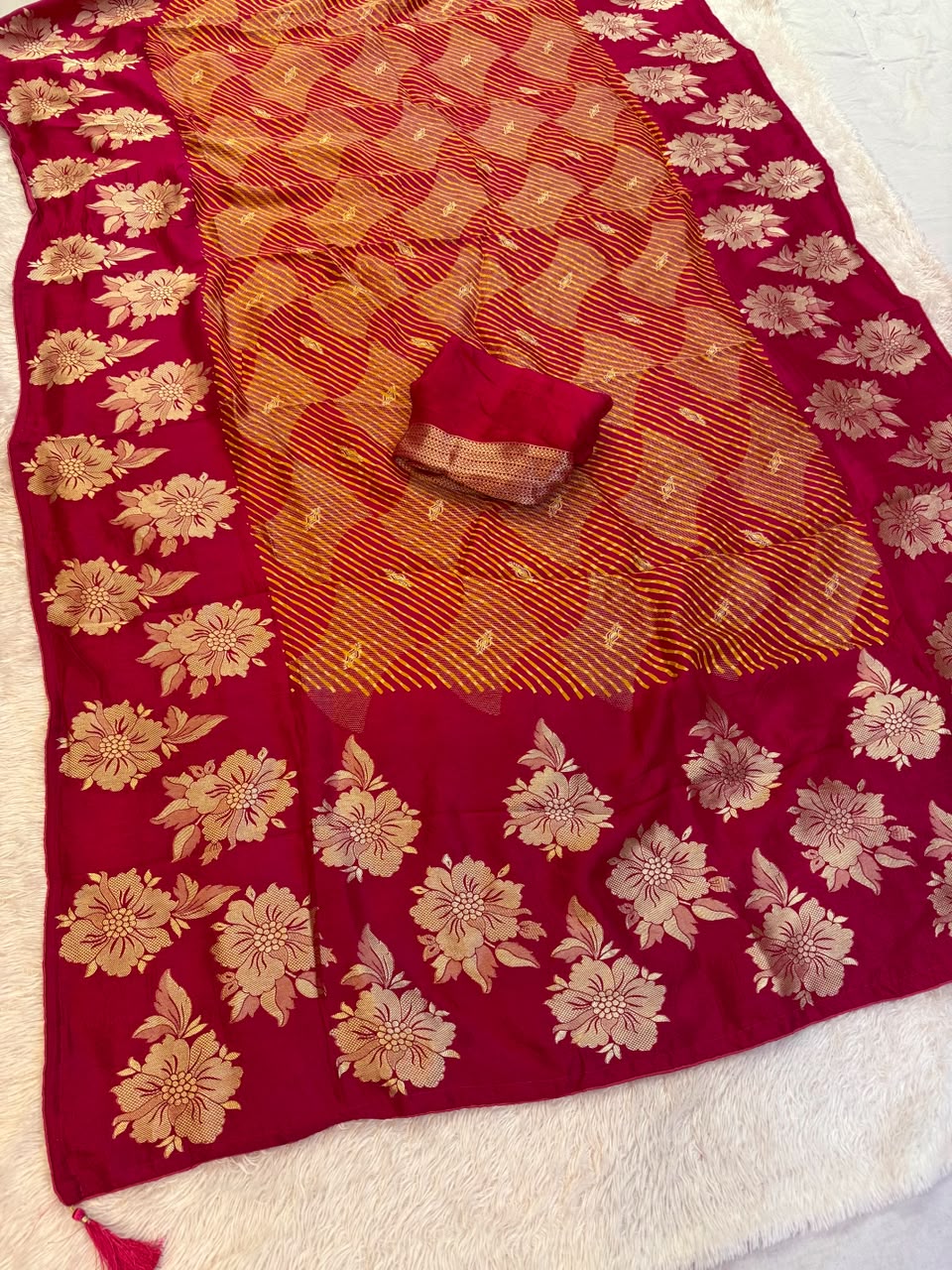 Beautiful Uapada Silk Saree With Handwork