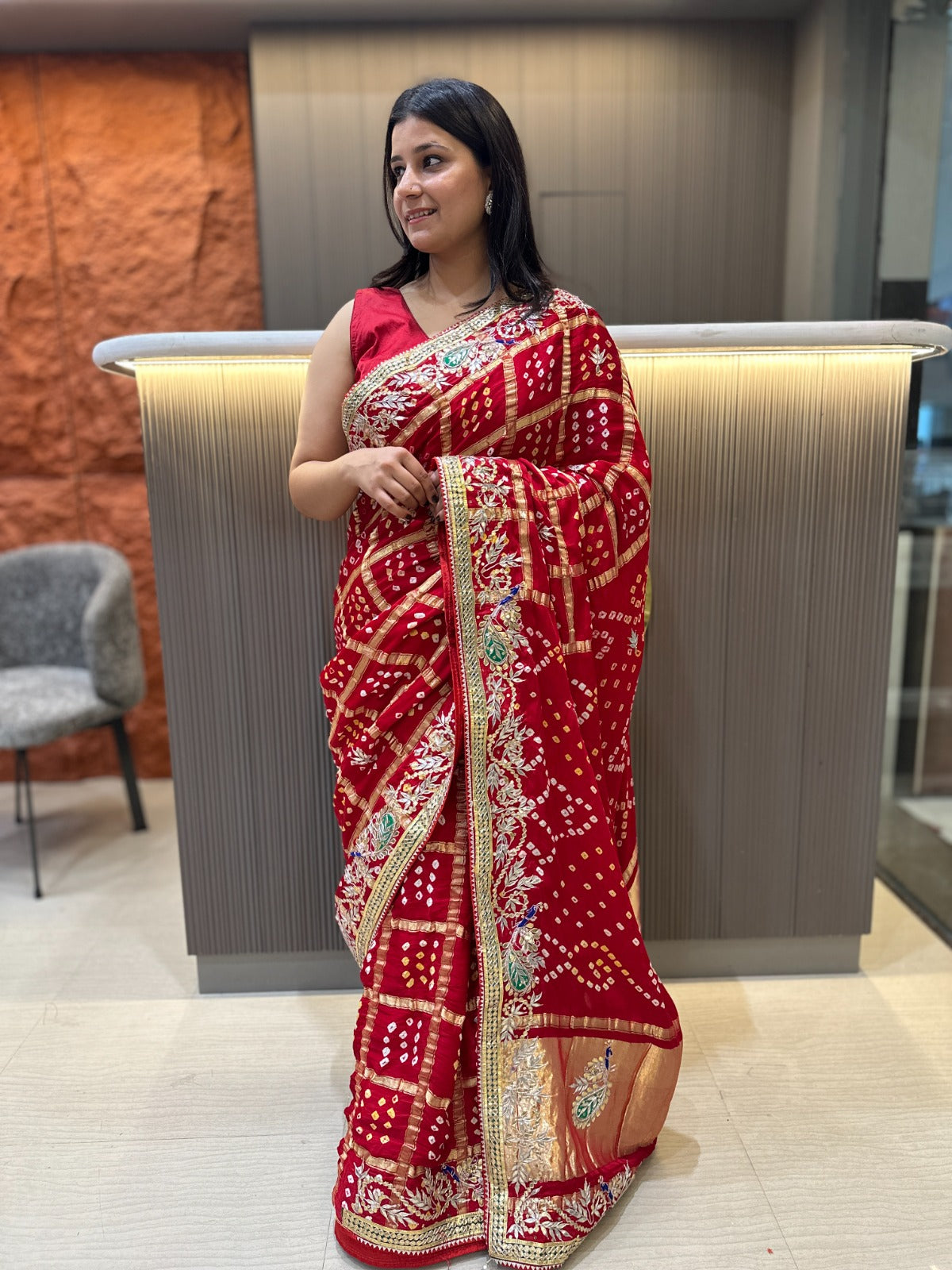 Luxury Traditional Pure Gajji Silk Saree With Handwork