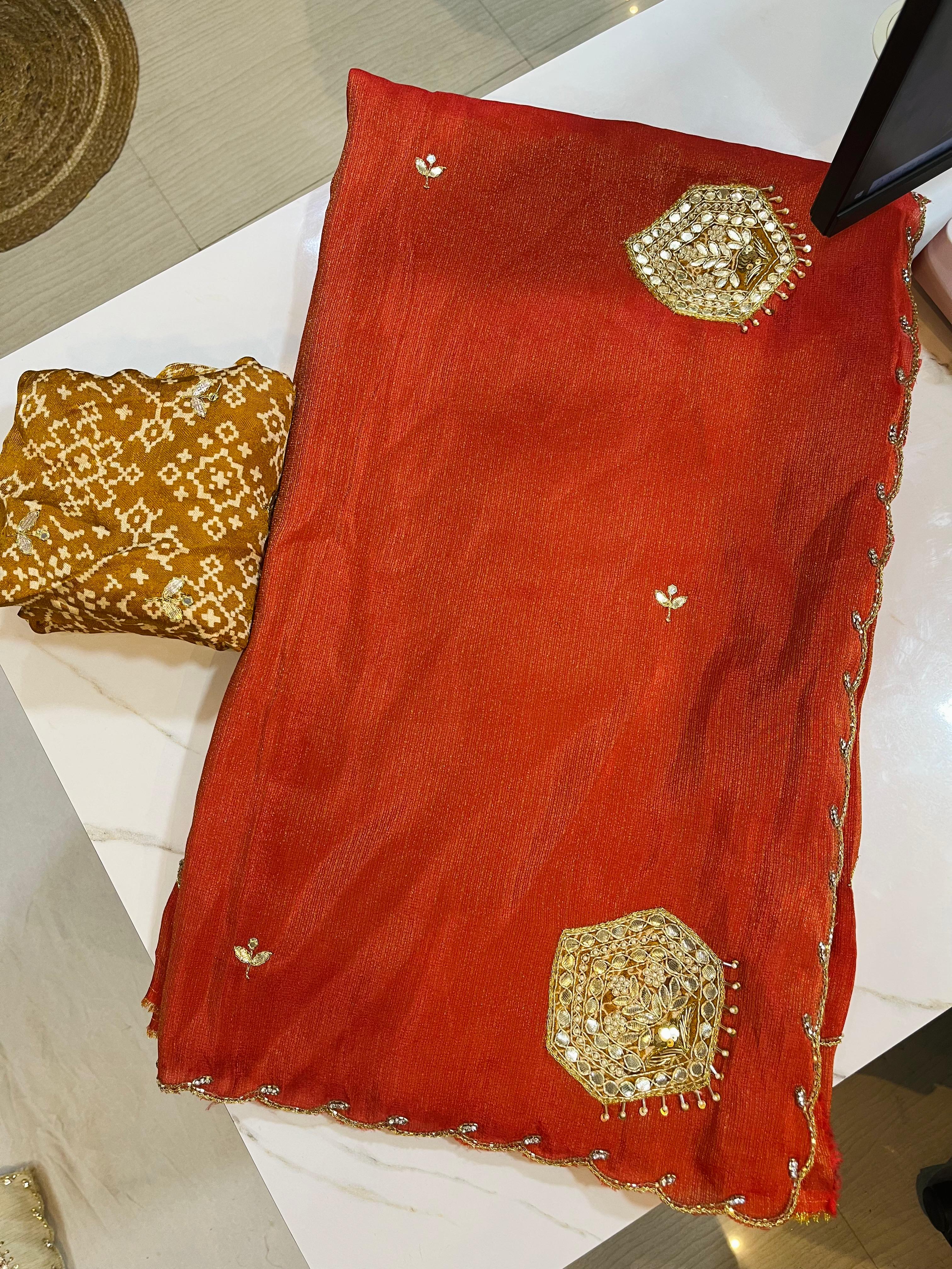 Designer Cosmos Saree With Handwork