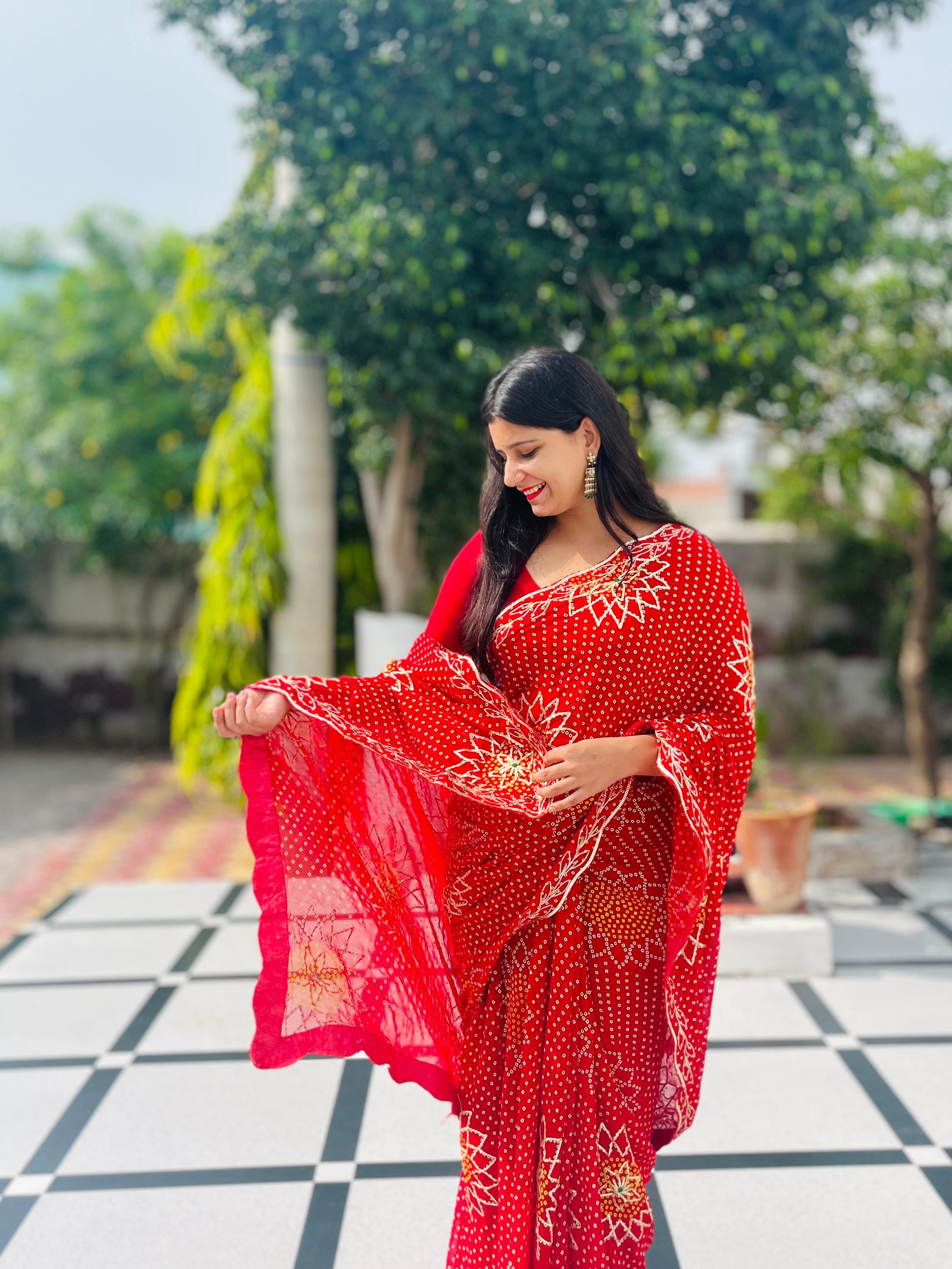 Beautiful Bandhani Gotta Patti Saree