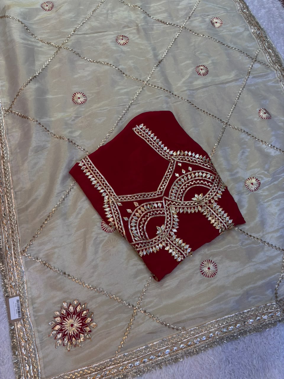 Tissue Cosmos Saree With Gottapatti Work