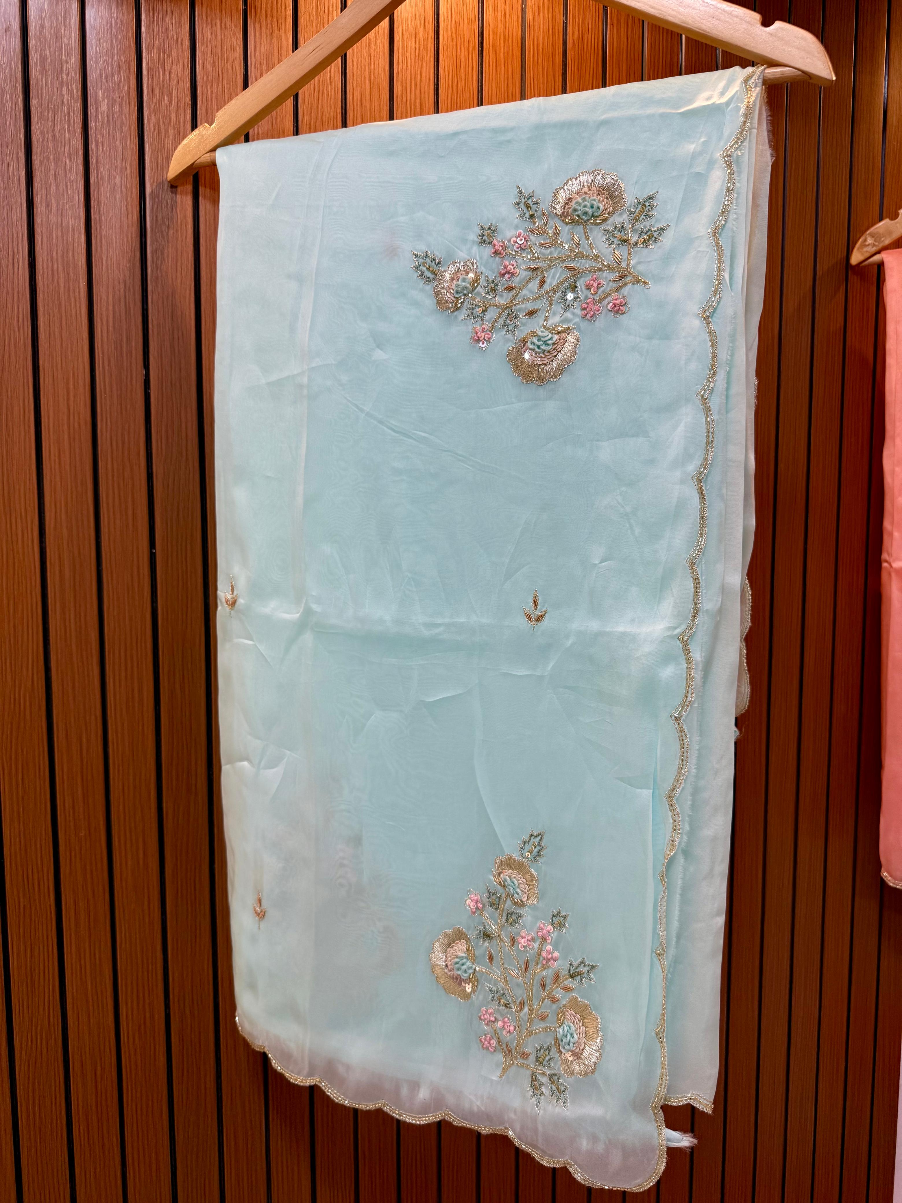 Beautiful H.O Silk Saree With Handwork