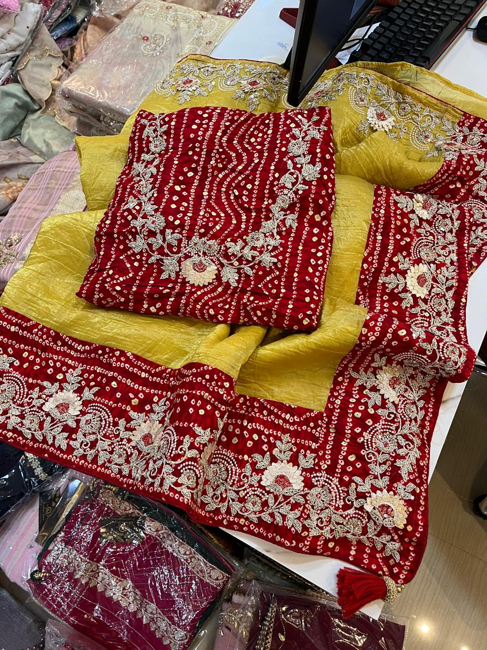 Beautiful Tissue Crush Saree With Traditional Look