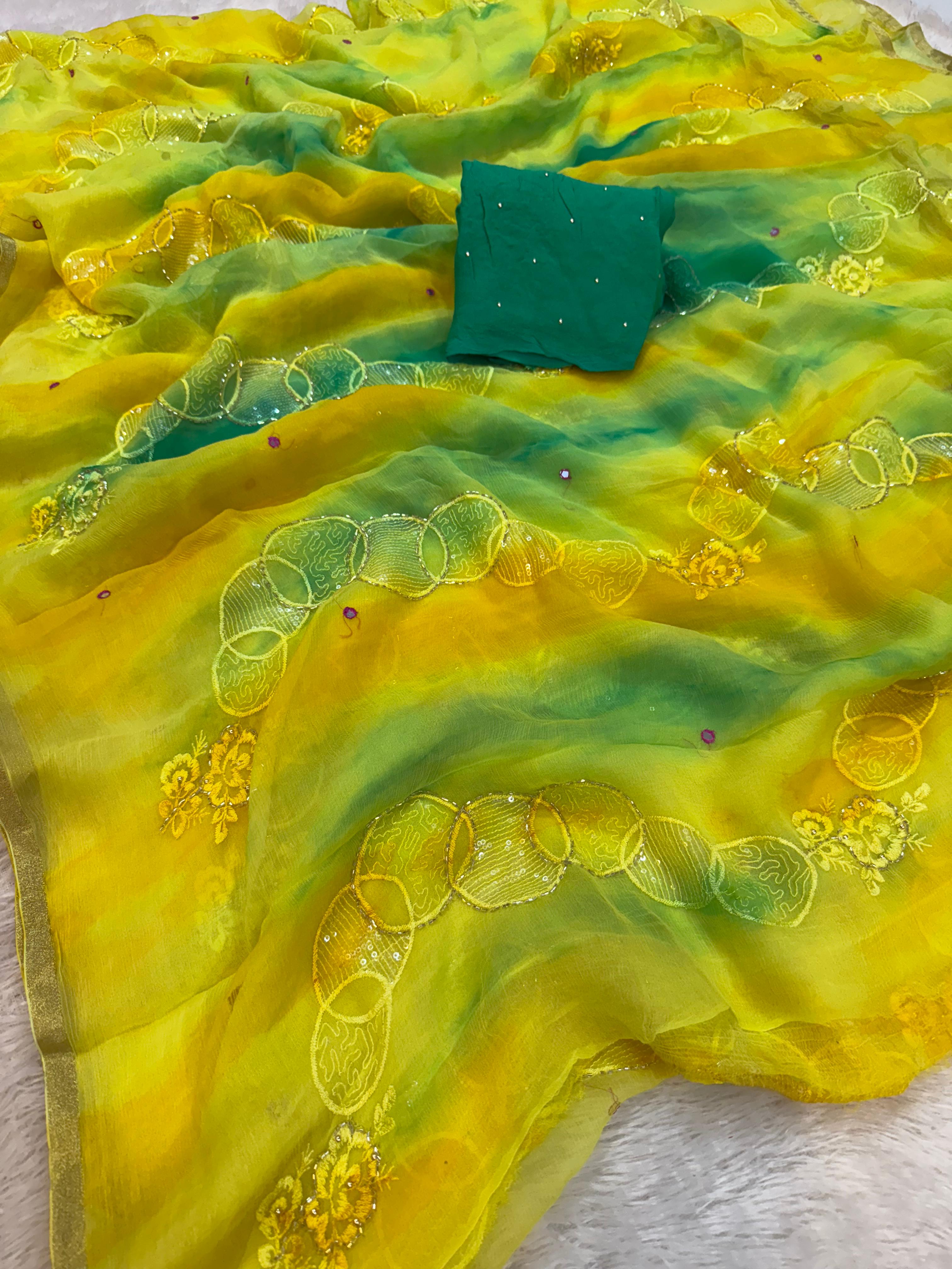 Beautiful Chiffon Saree With Work