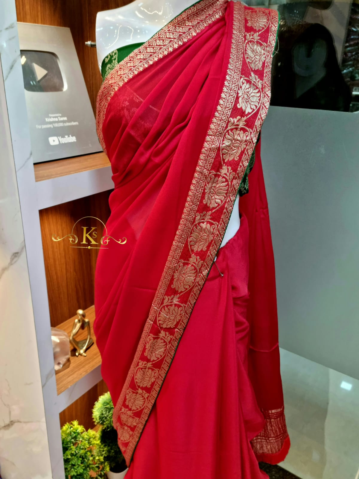 Pure Chinon Fabric Hand Dye Deep Colour Saree With Fancy Blouse