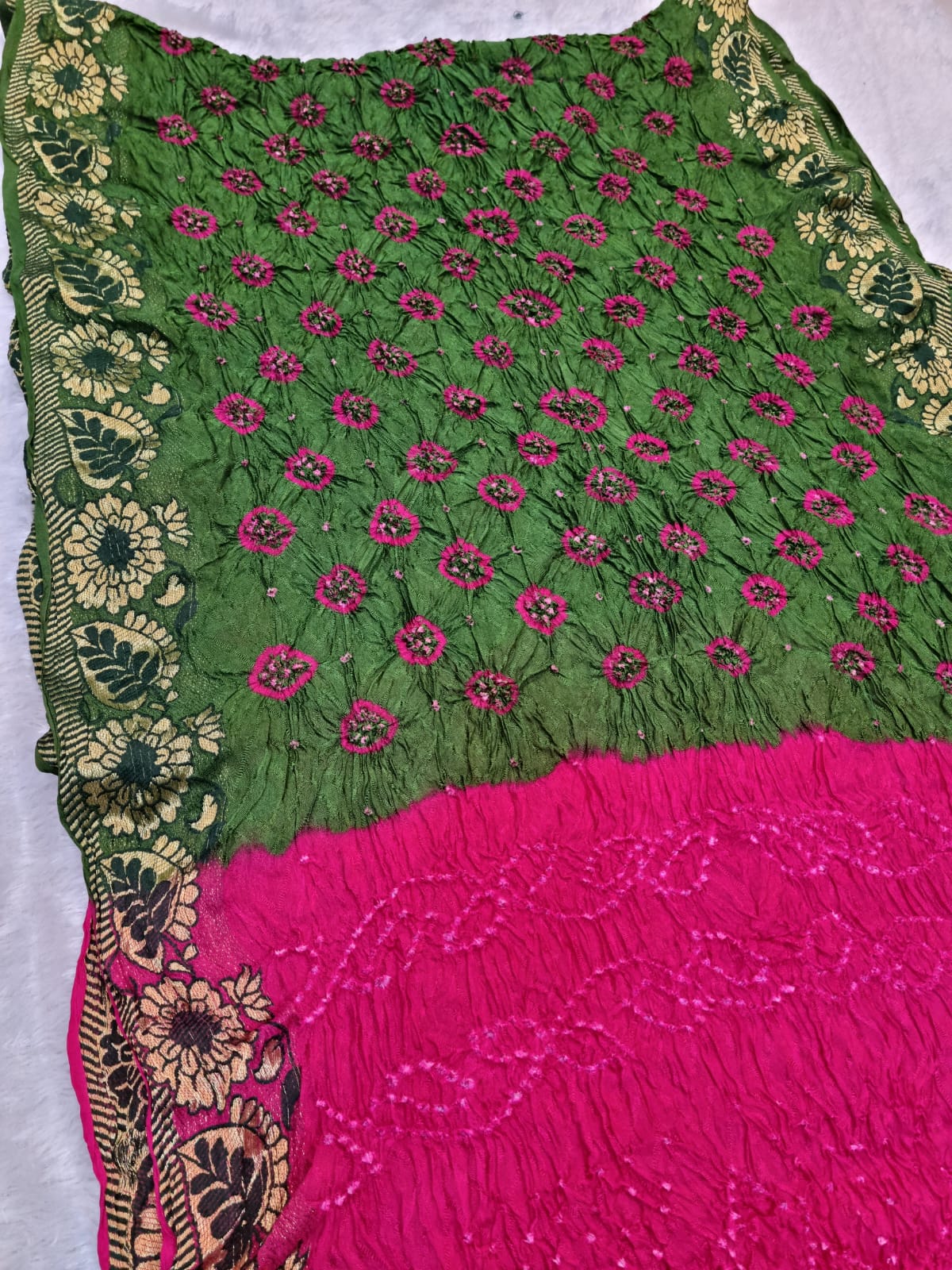 Fancy Tapeta Braso Fabric With Hand Bandhej X Hand Dye