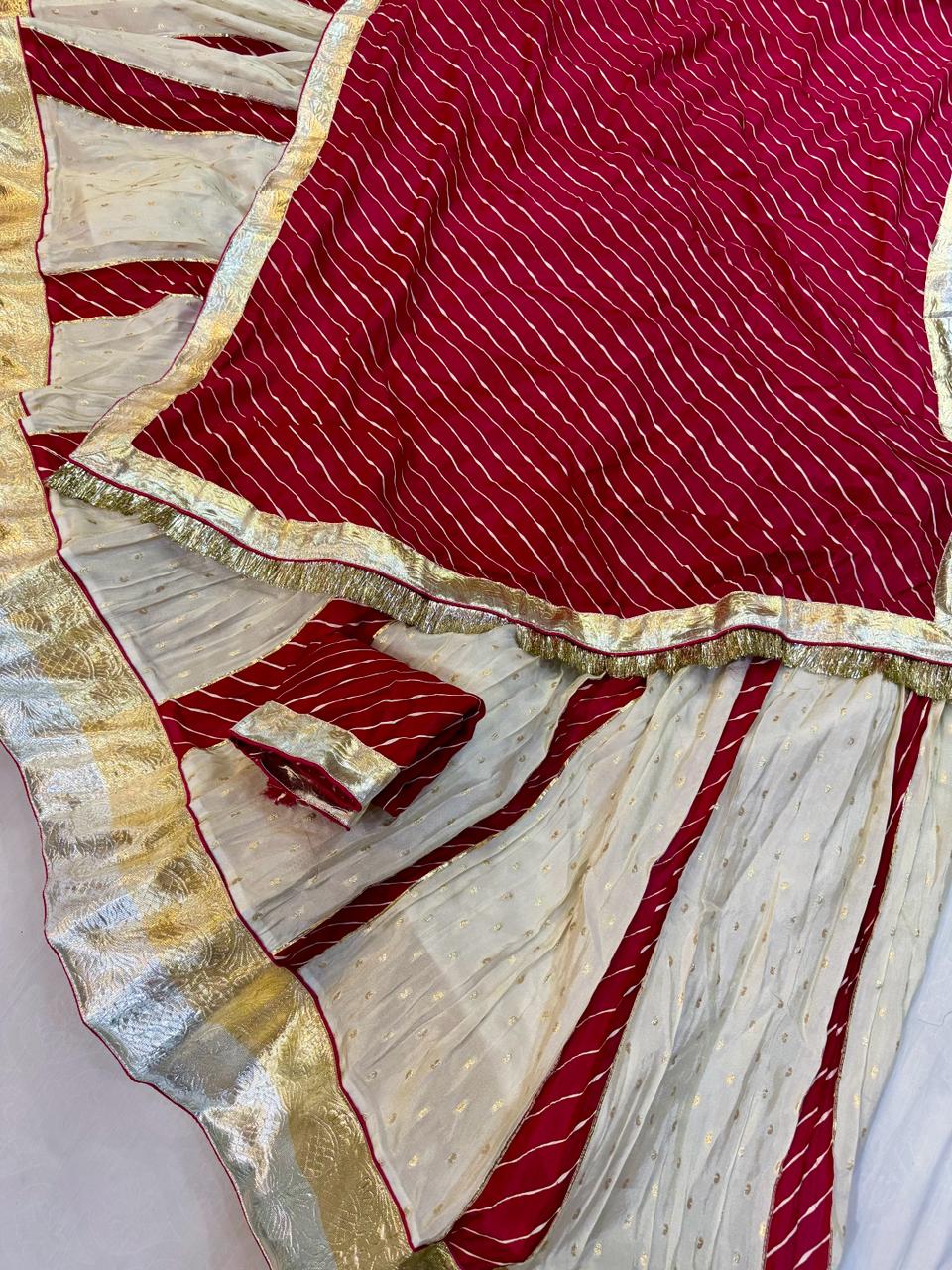 Designer Tissue X  H O Silk Lehenga With H O Silk Lahriya Dupatta
