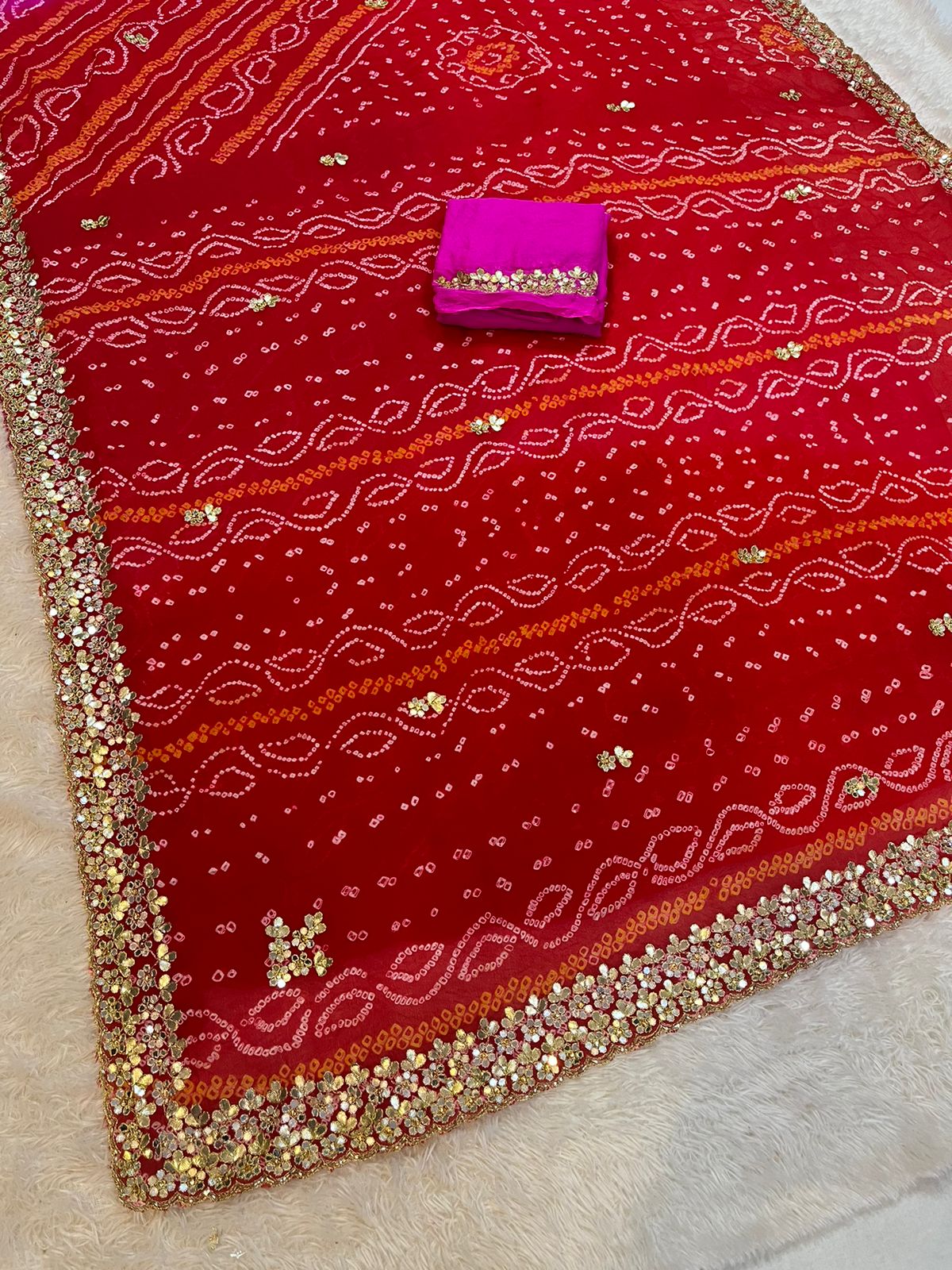 Traditional Pure Ojariya Chiffon Saree With Handwork