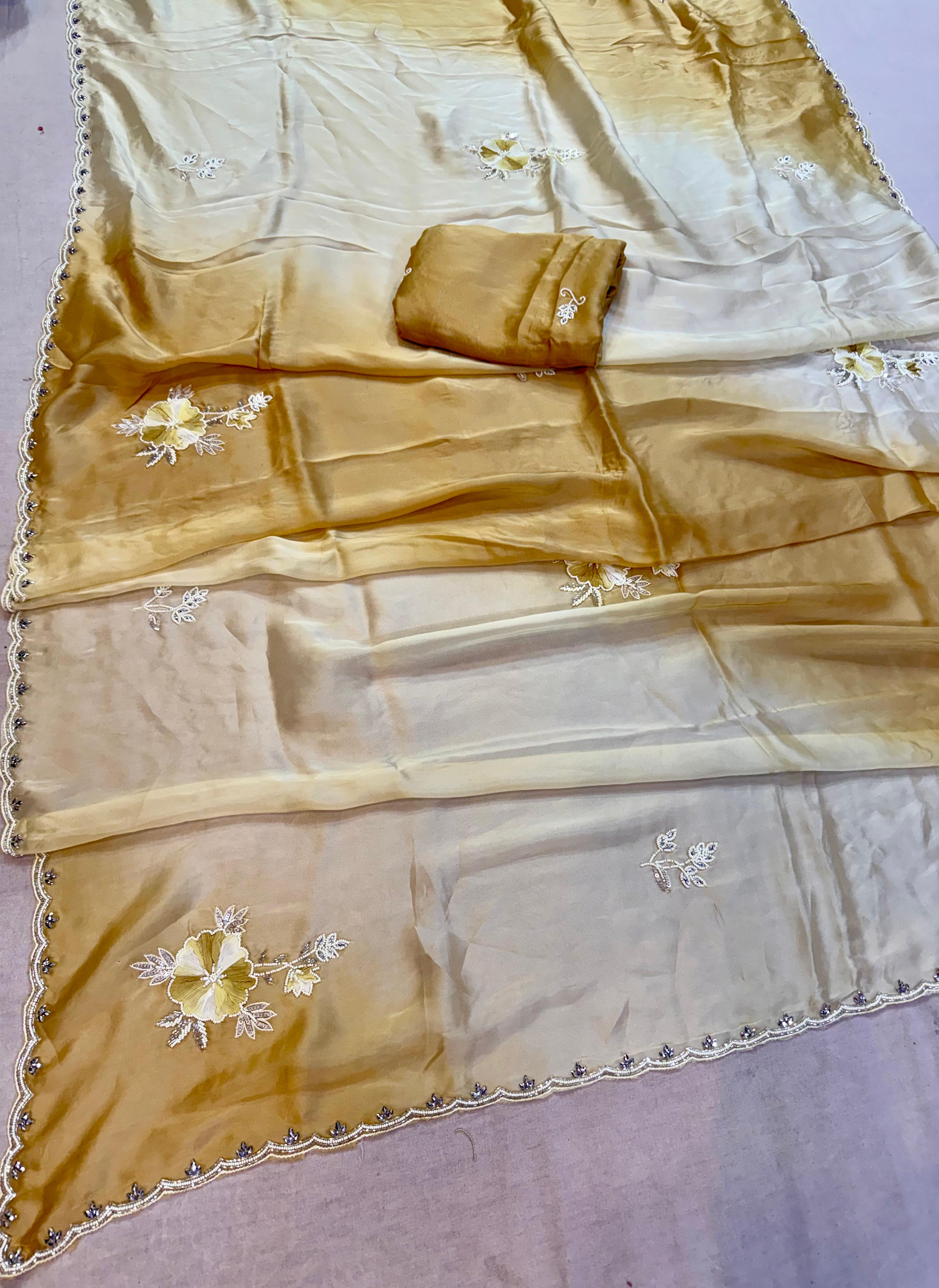 Beautiful Pure H.O Silk Saree With Handwork