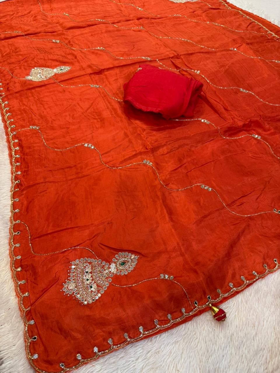 Designer Upada Silk Febric Saree With Handwork
