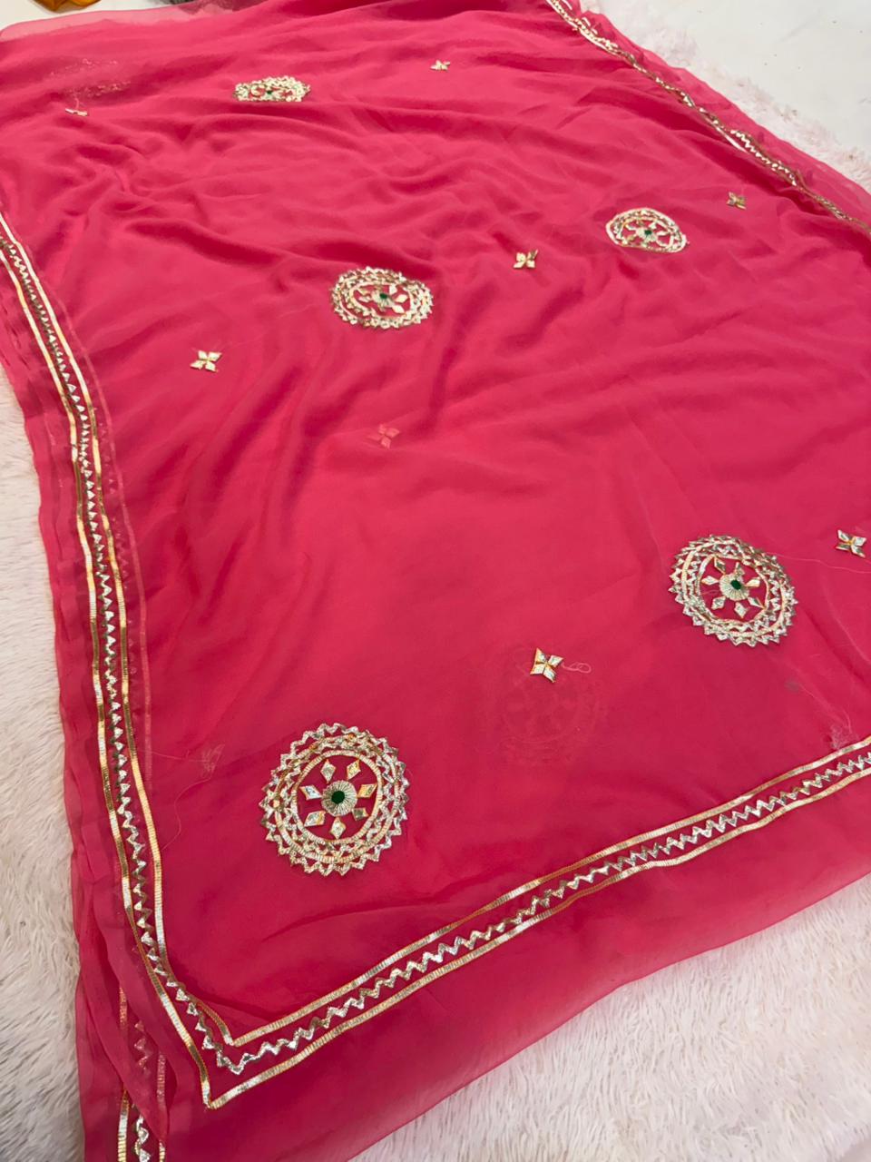 Trending Royal Georgette Saree With Gottapatti Work