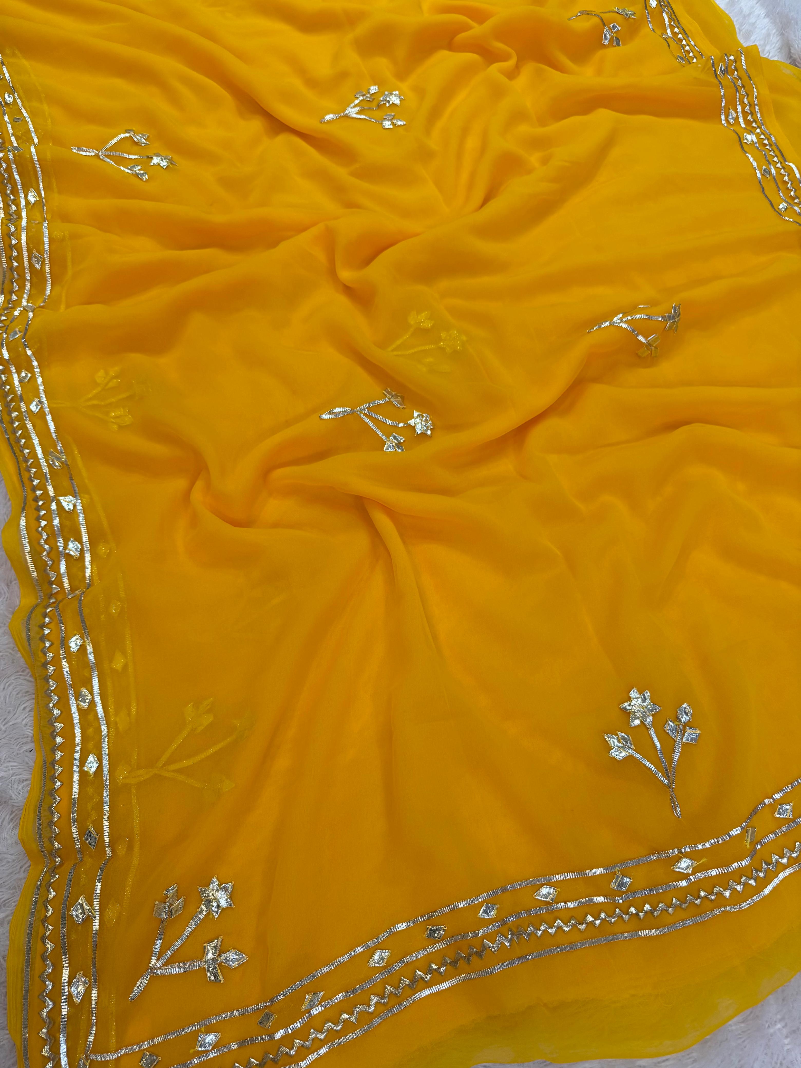 Traditional Royal Georgette Saree With Gottapatti Work